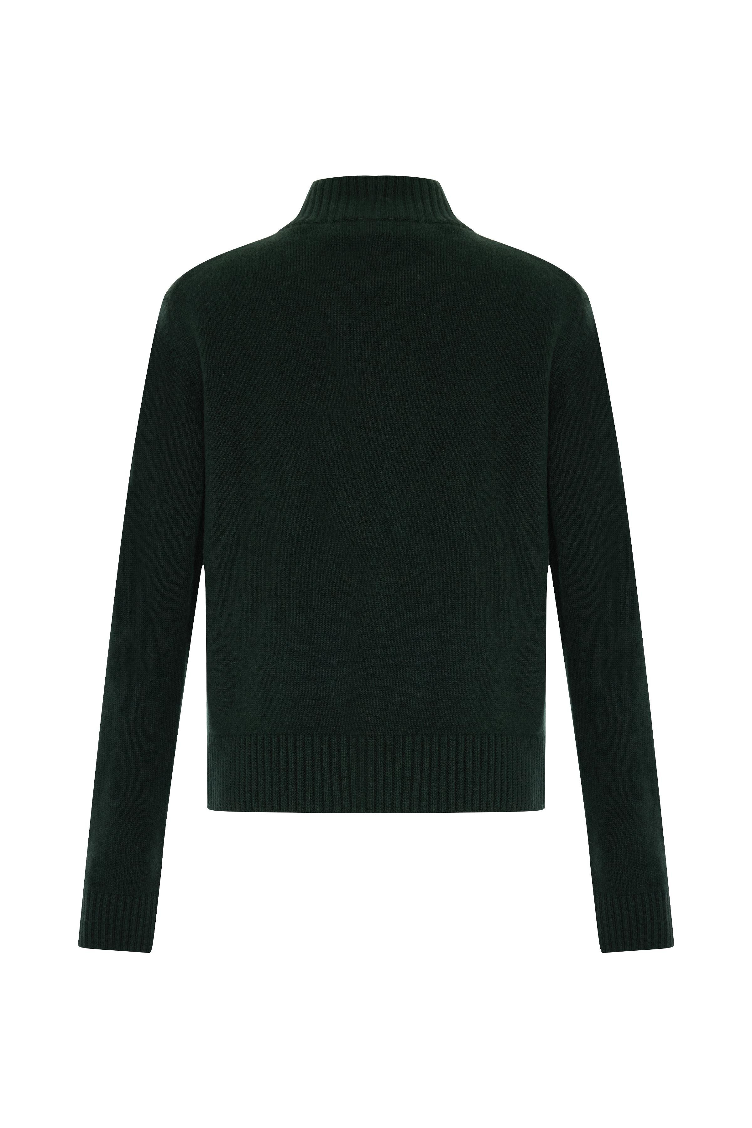 Haki Dikiş Detaylı Dik Yaka Düğmeli Hırka