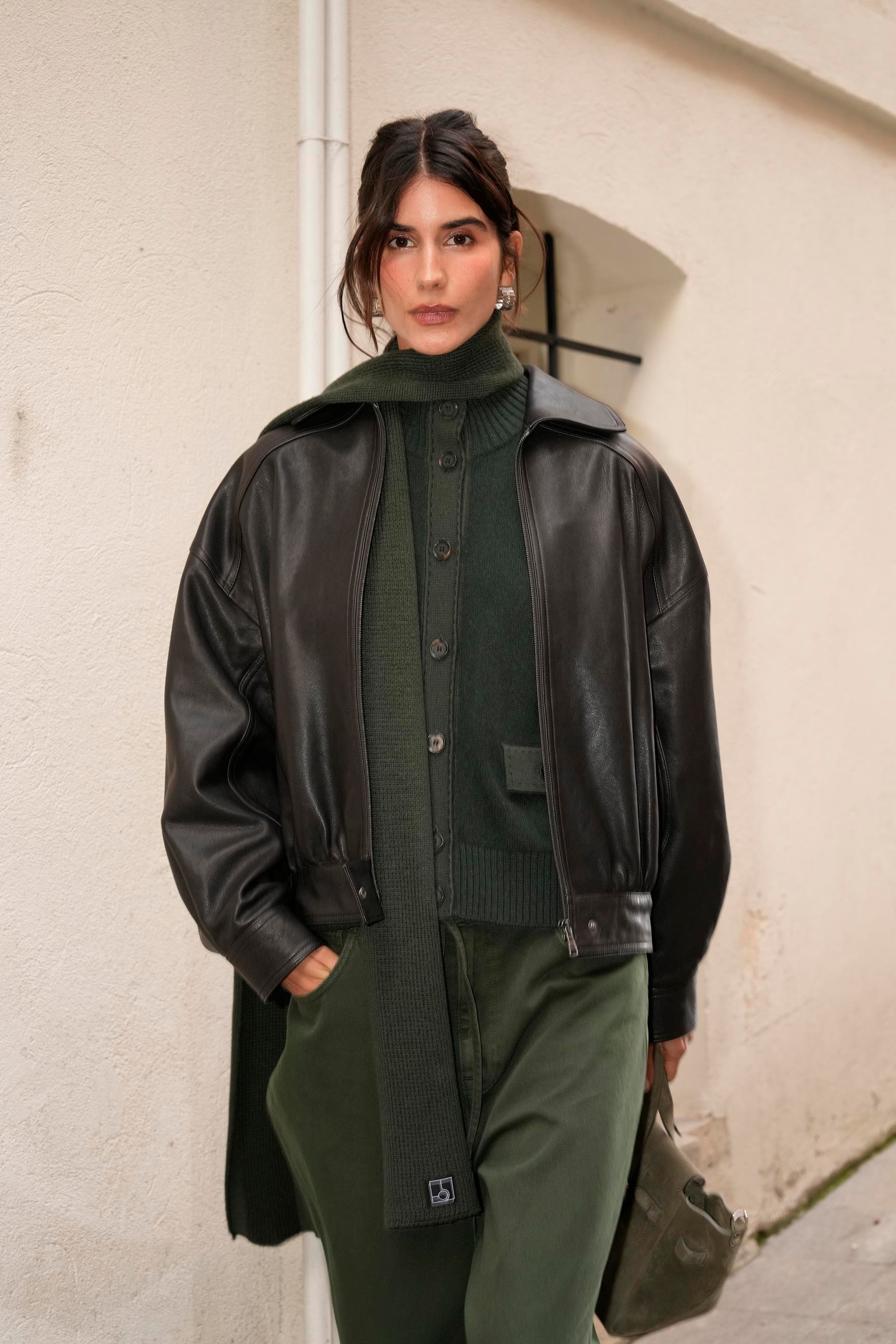 Haki İnce Uzun Triko Atkı