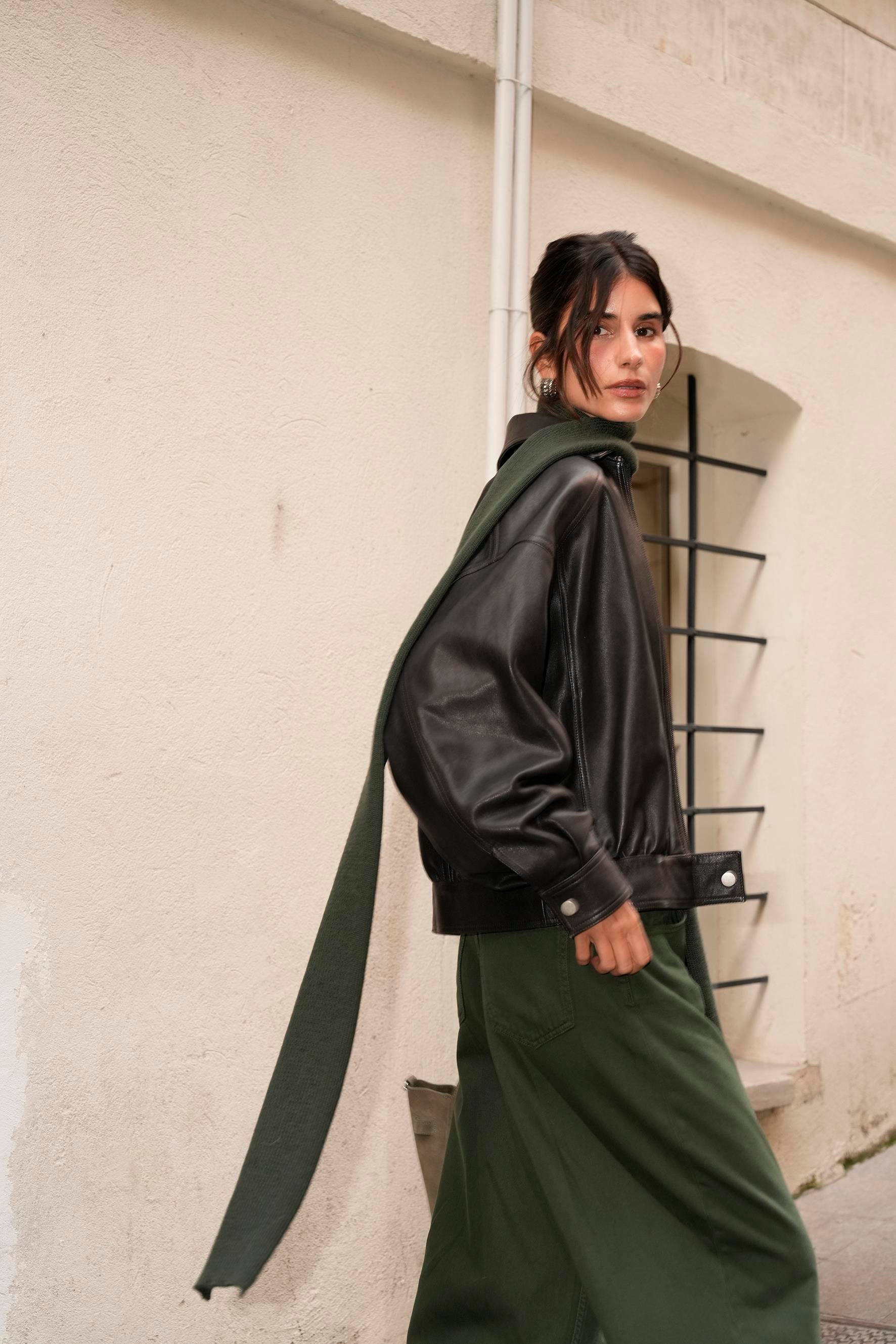 Haki İnce Uzun Triko Atkı