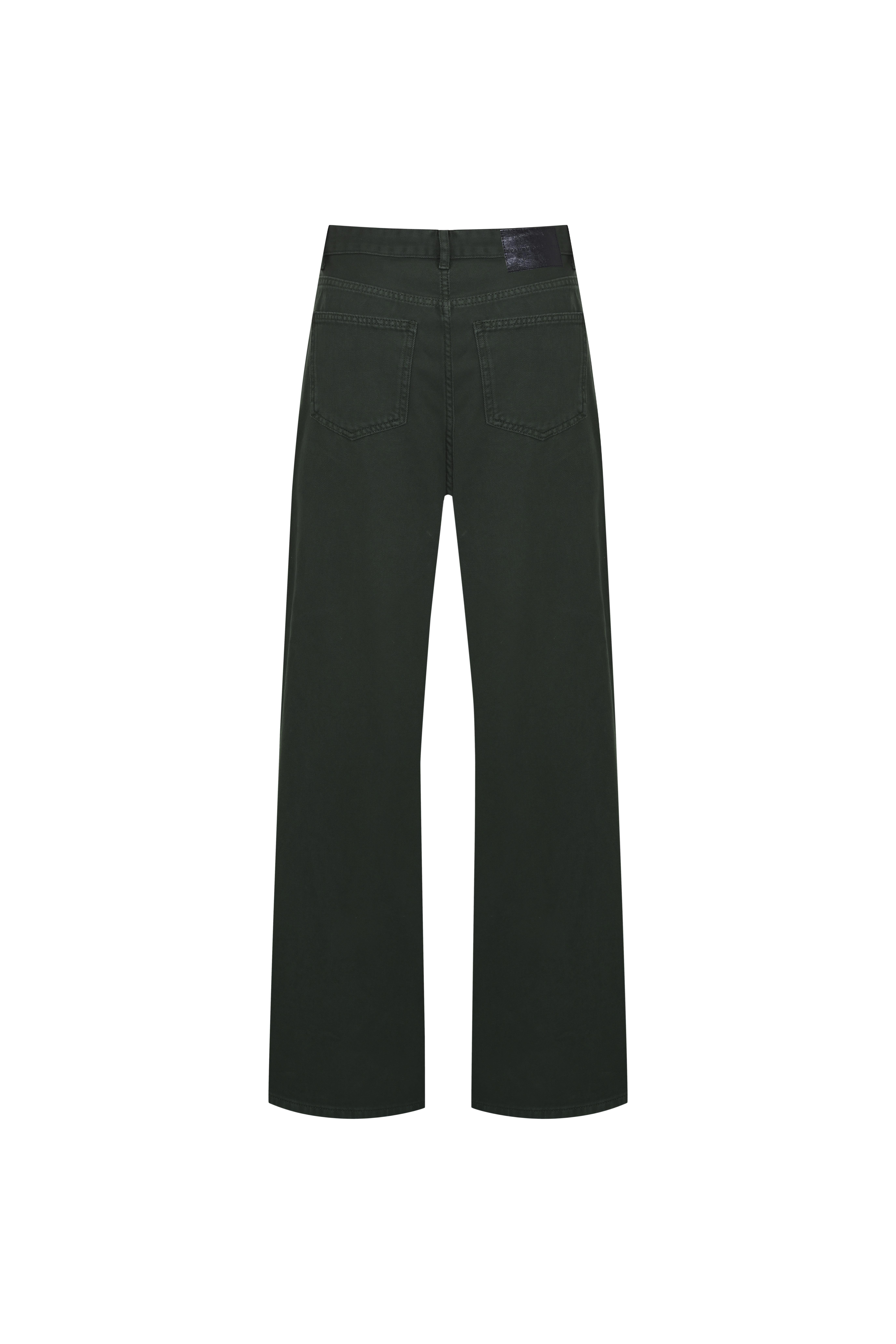 Haki Kordonlu Wide Leg Jean