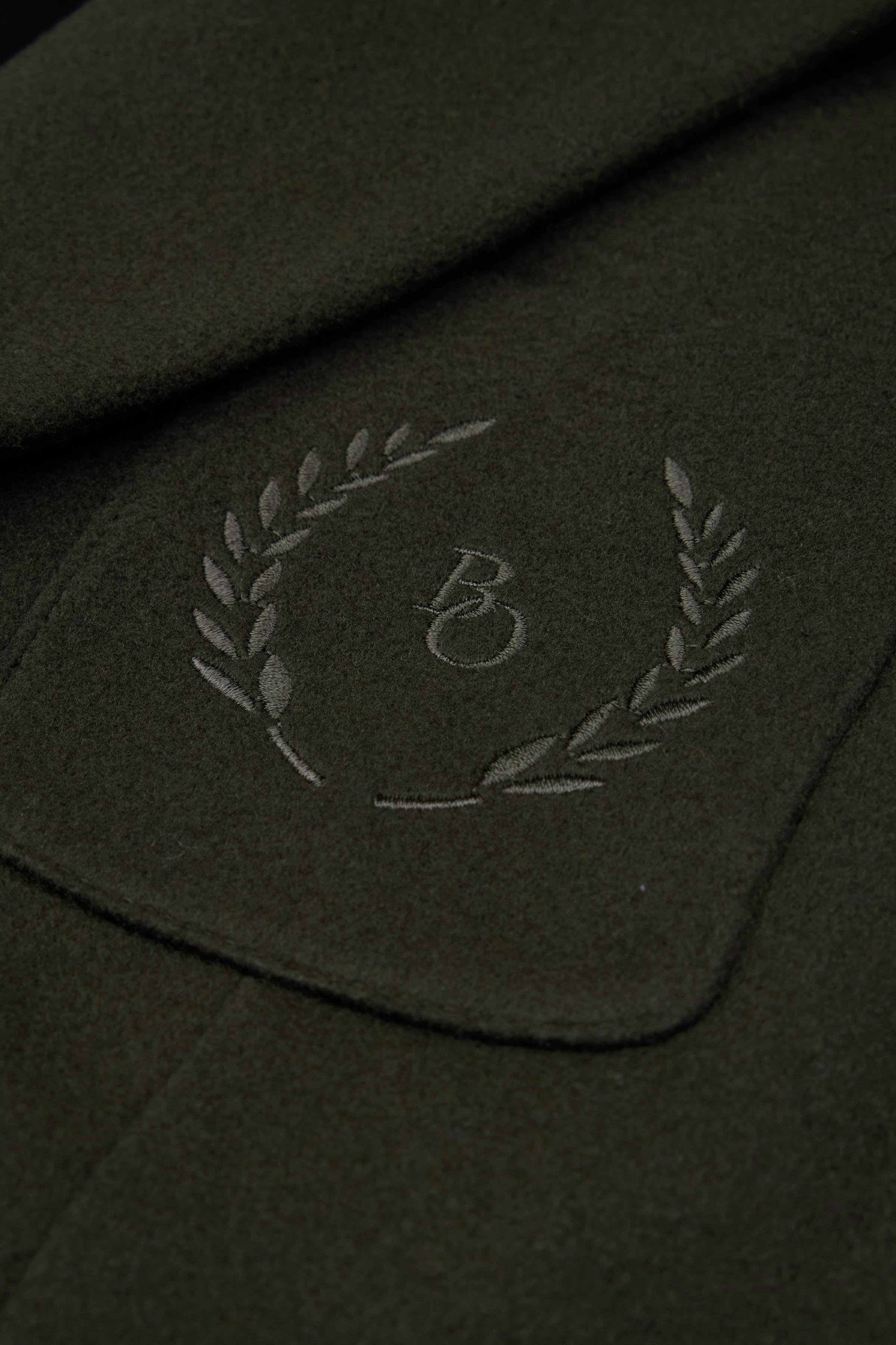 Haki Nakışlı Daddy Yün Ceket Kaban