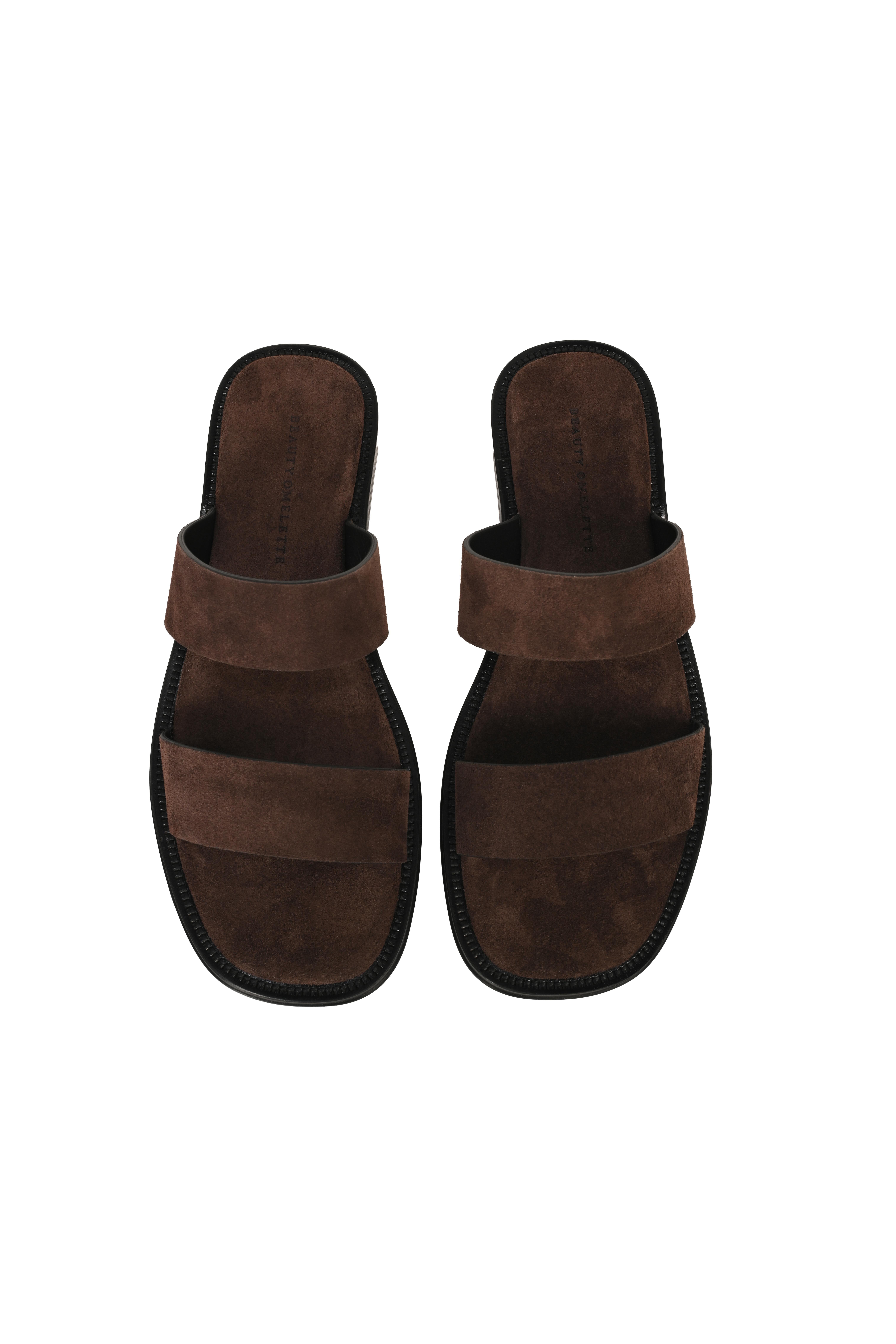 Kahverengi Bantlı Süet Terlik