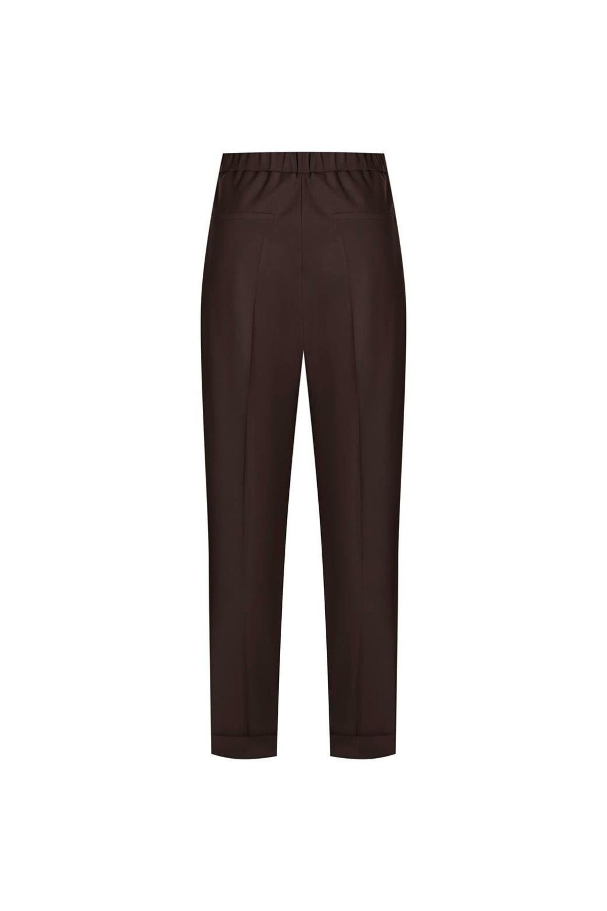 Kahverengi Beli Lastikli Yünlü Pantolon