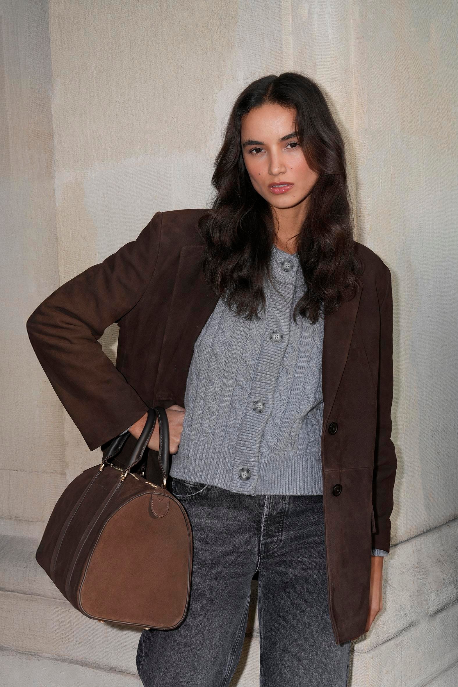 Kahverengi Blazer Form Süet Ceket