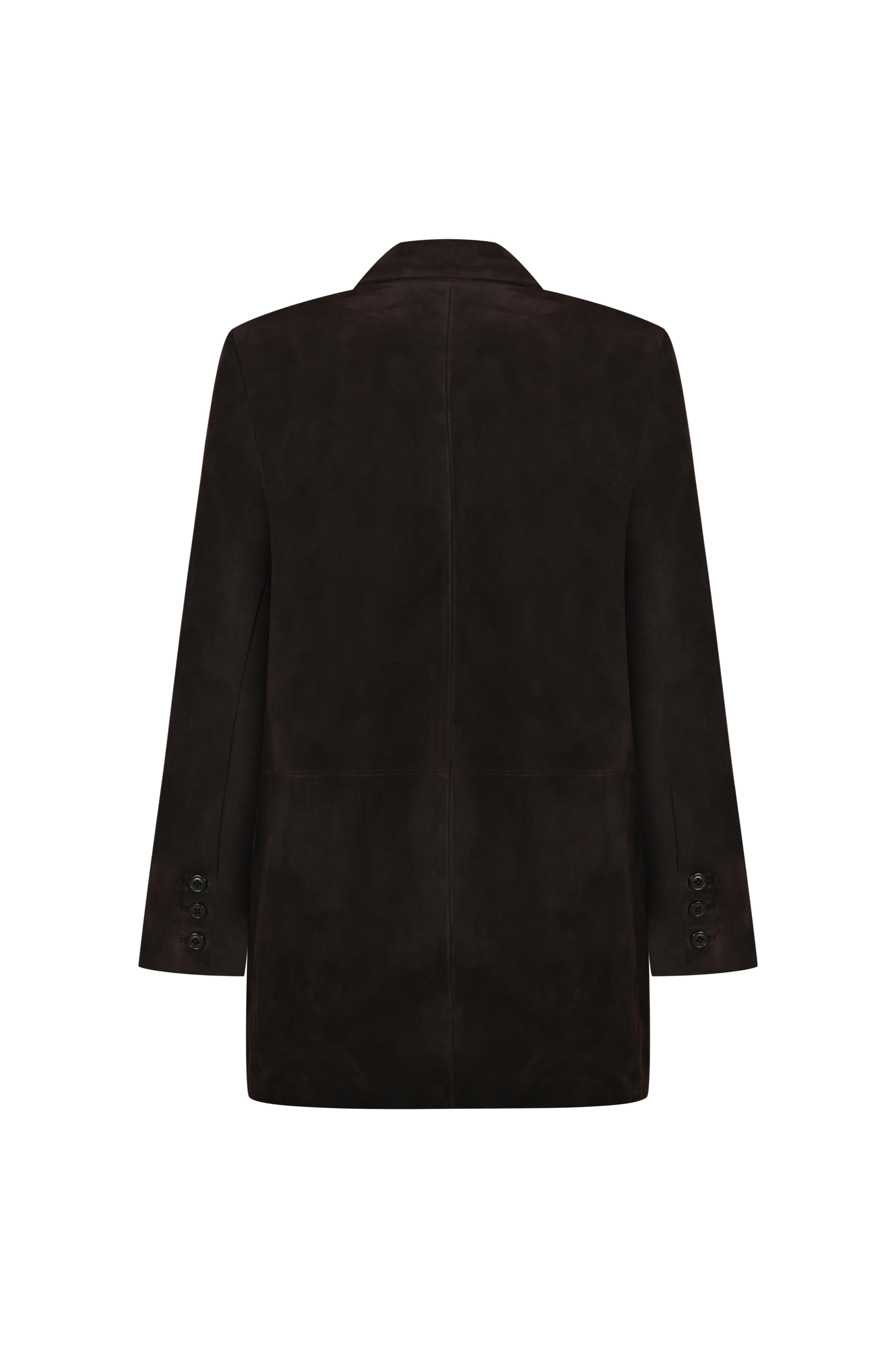 Kahverengi Blazer Form Süet Ceket