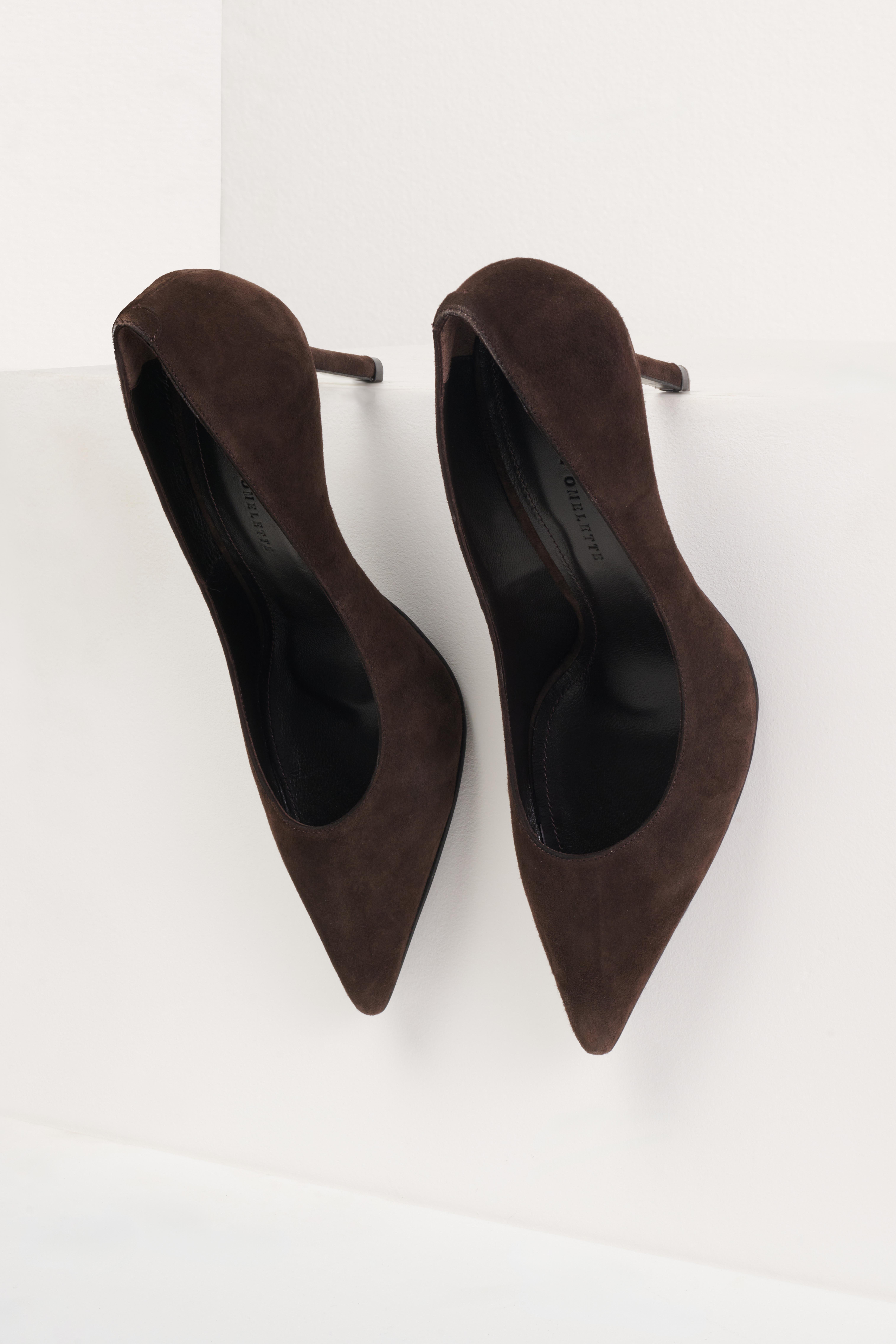 Kahverengi Carrie Kısa Topuklu Süet Stiletto