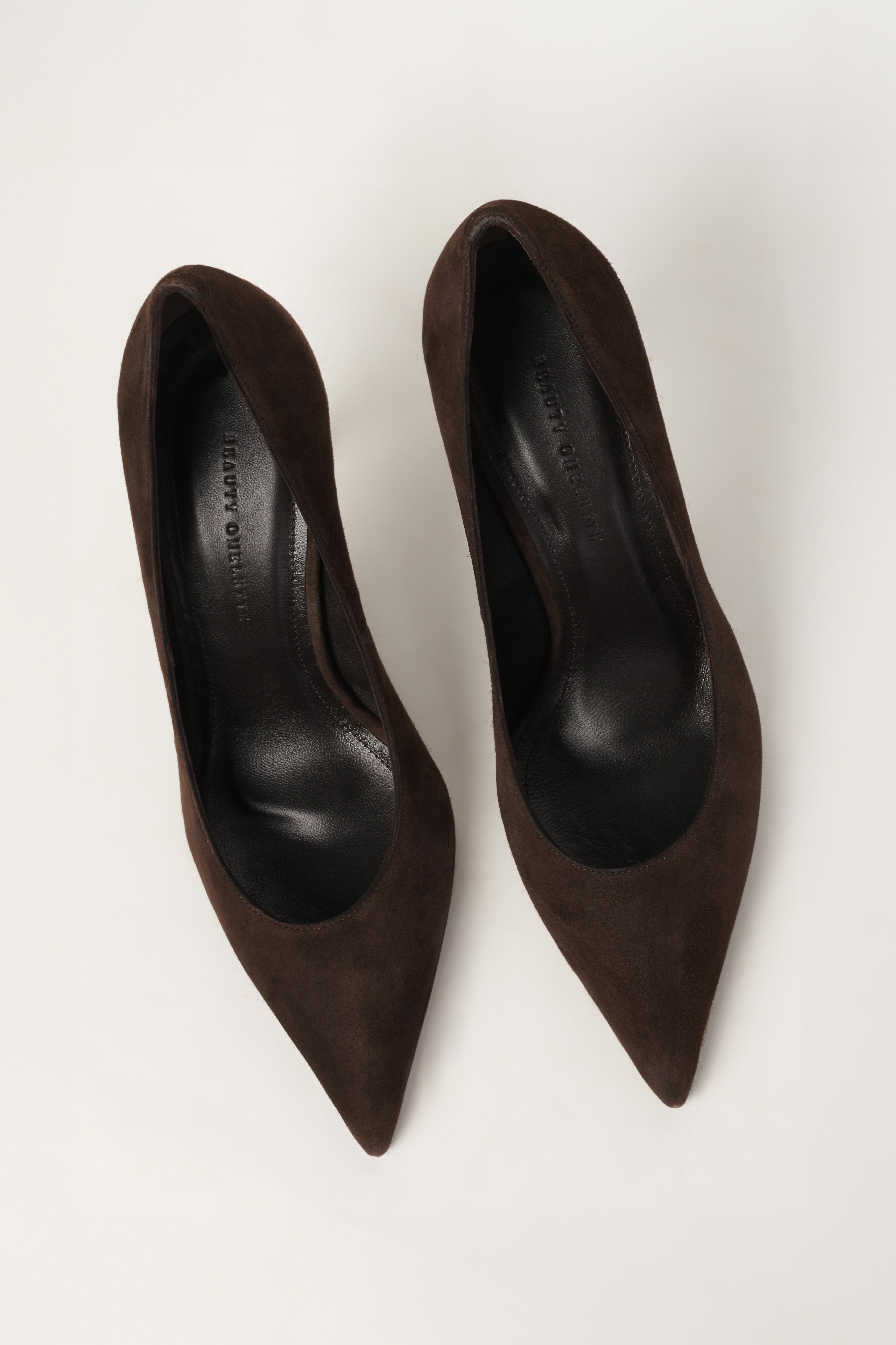 Kahverengi Carrie Kısa Topuklu Süet Stiletto