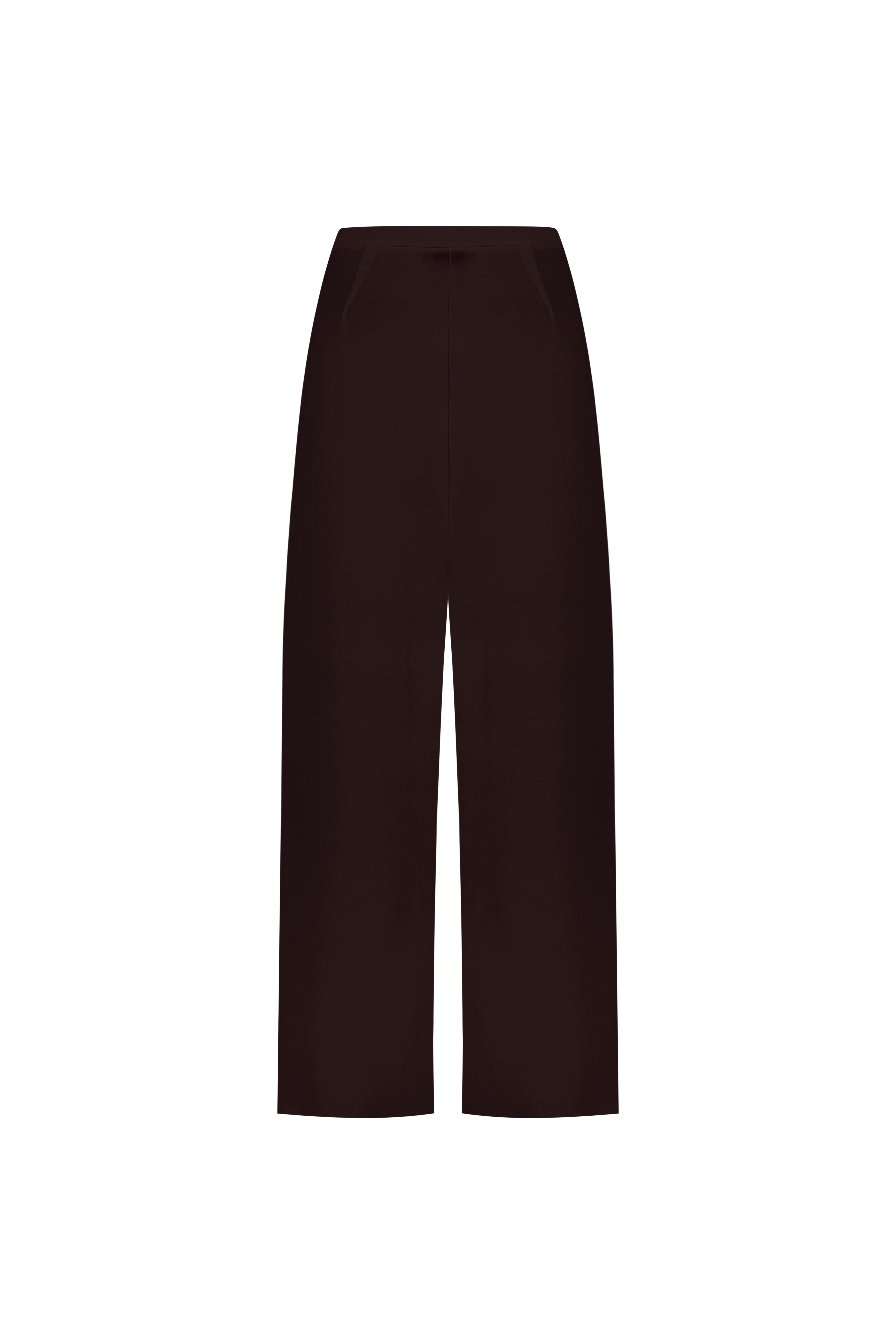 Kahverengi Çift Pileli Krep Bol Pantolon