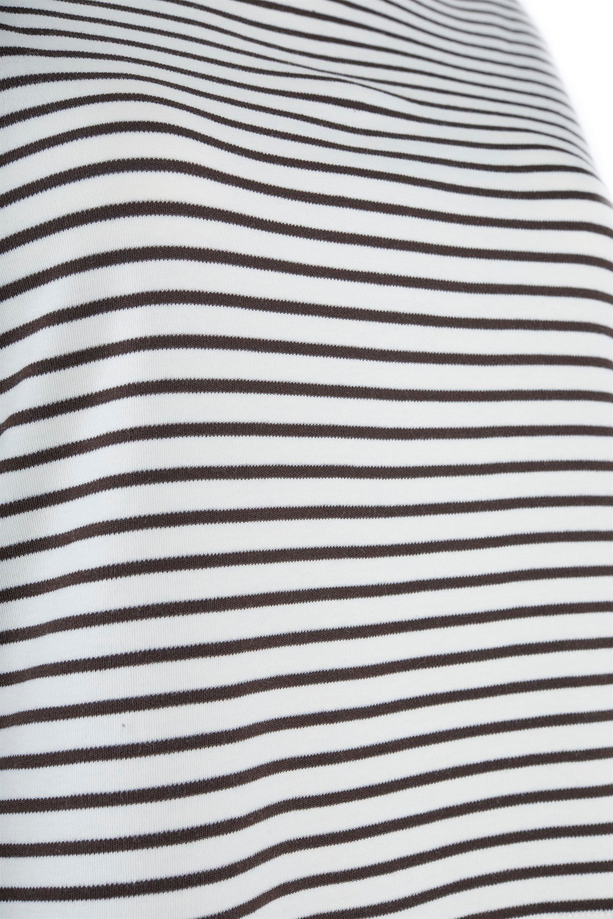 Kahverengi Çizgili Basic Crop Tshirt