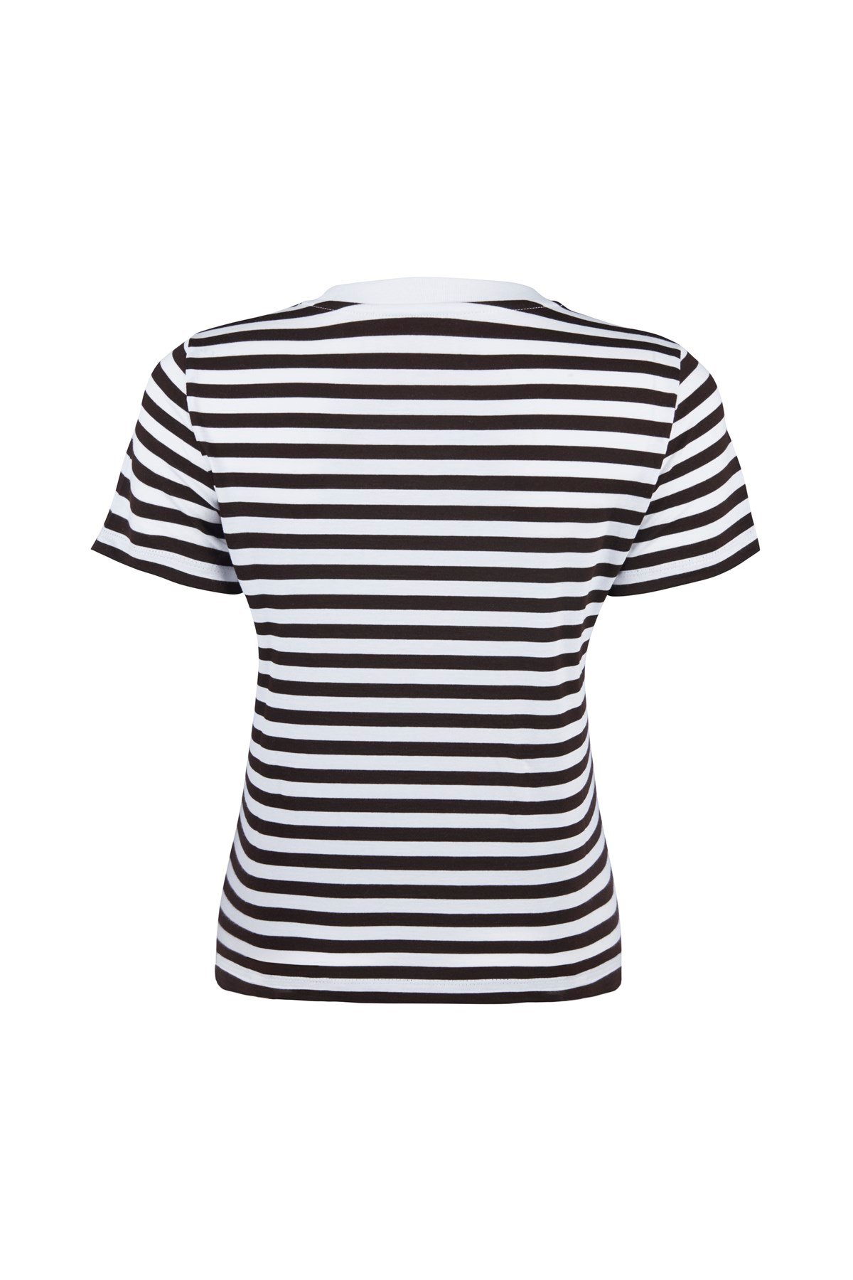 Kahverengi Çizgili Kısa Kol Modal Tshirt