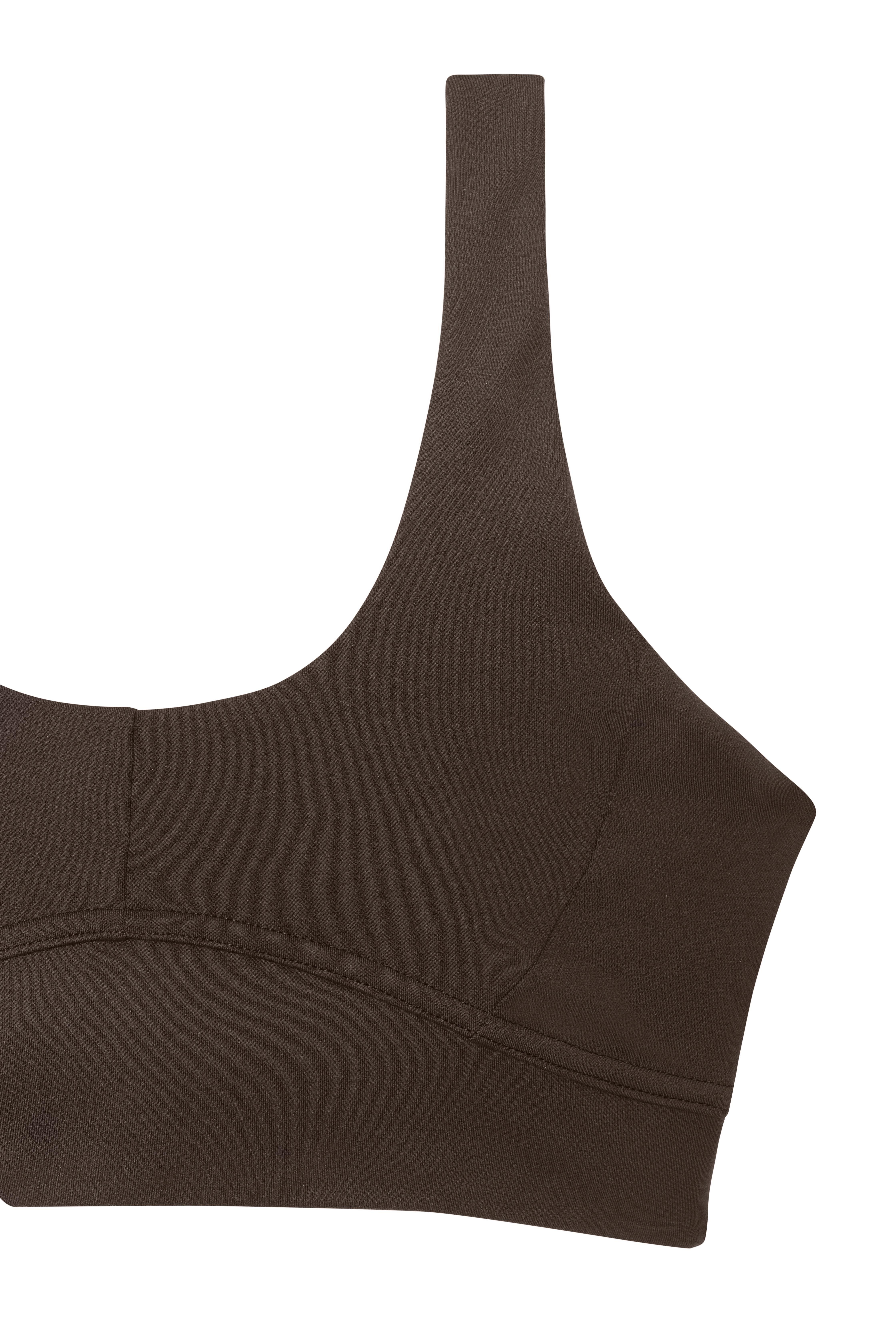 Kahverengi Comfort Dikiş Detaylı Spor Bra