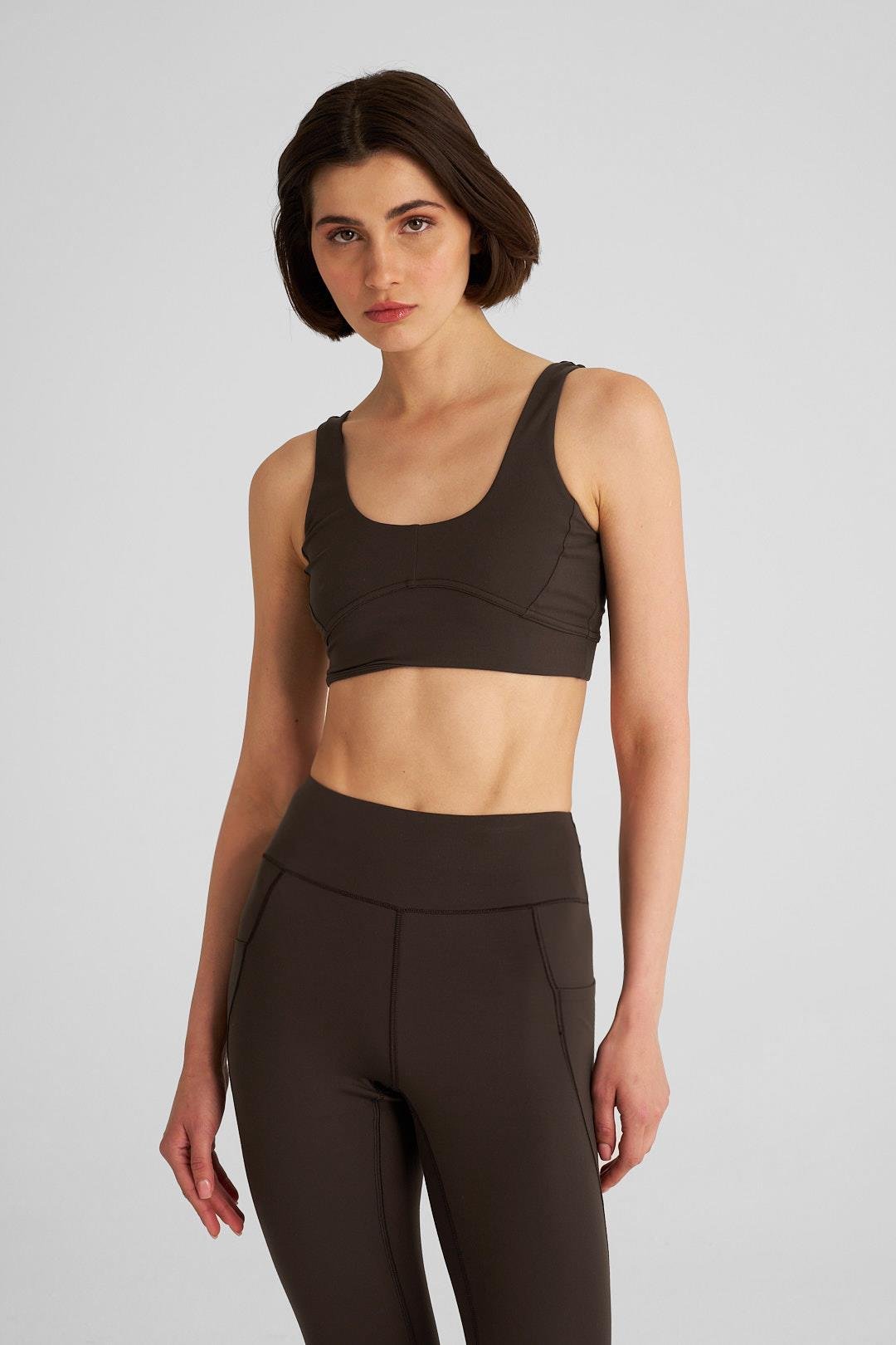 Kahverengi Comfort Dikiş Detaylı Spor Bra