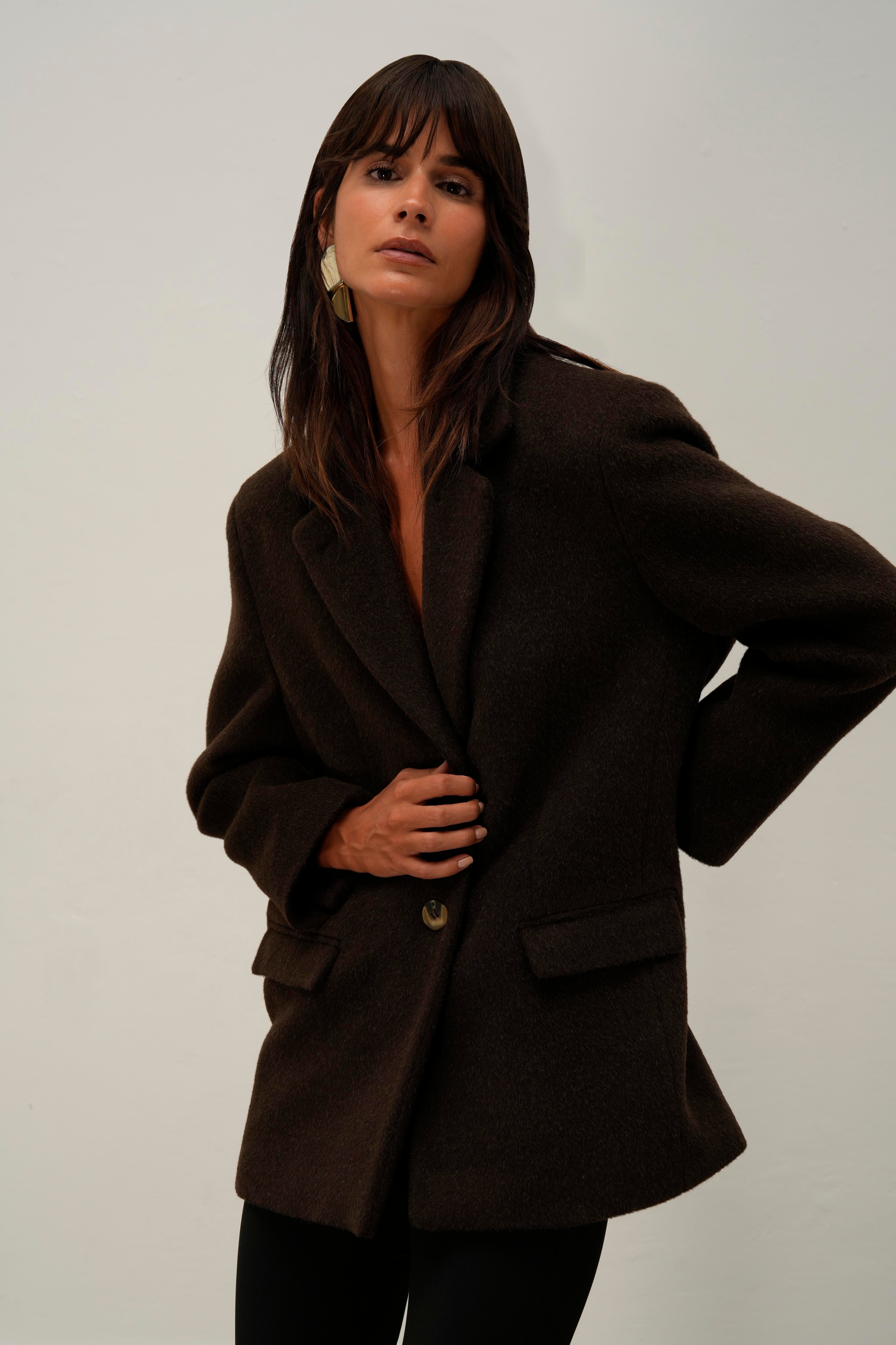 Kahverengi Daddy Alpaka Ceket Kaban