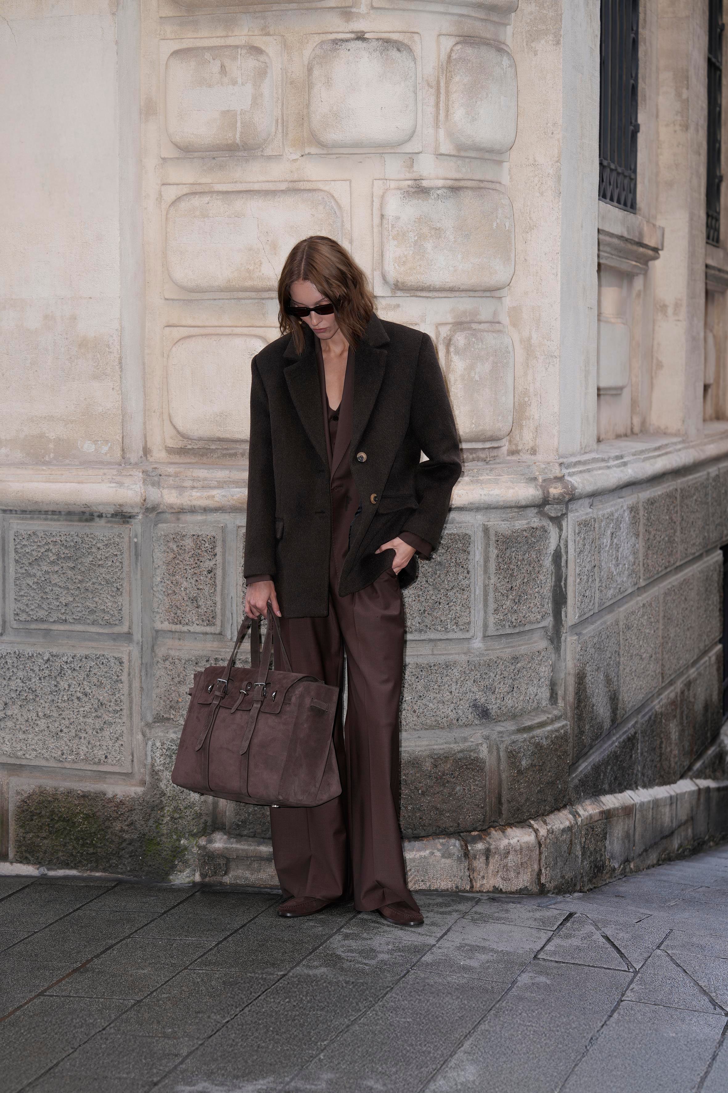 Kahverengi Daddy Alpaka Ceket Kaban