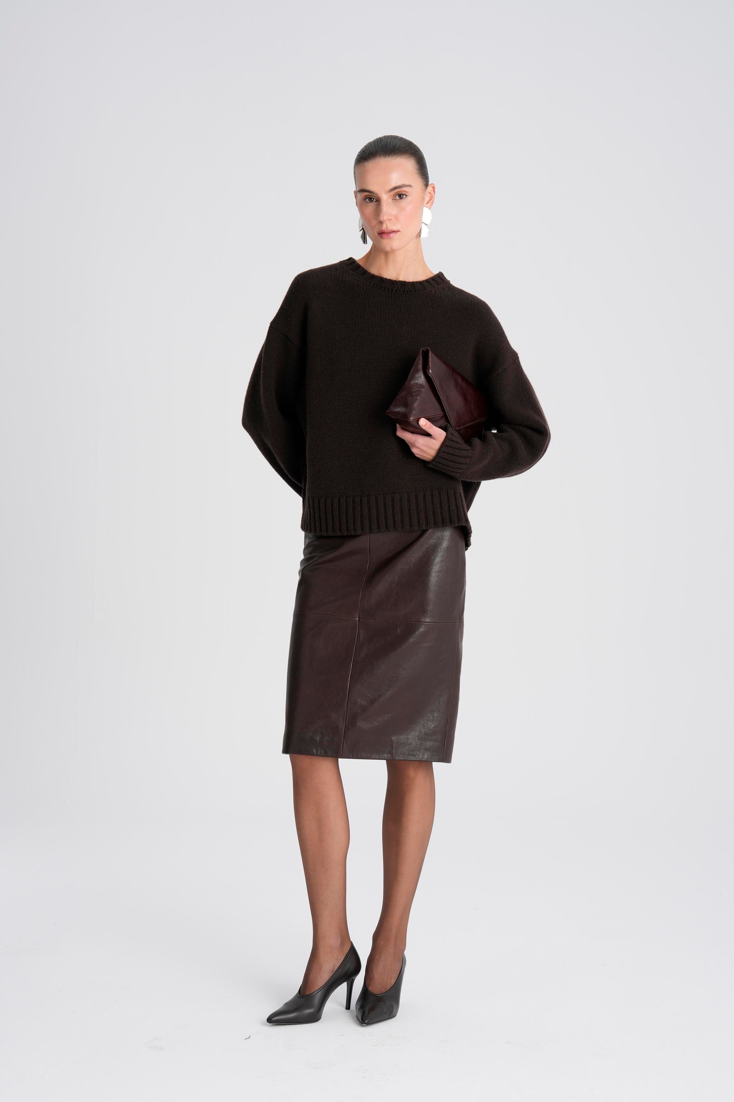 Kahverengi Deri Kalem Etek