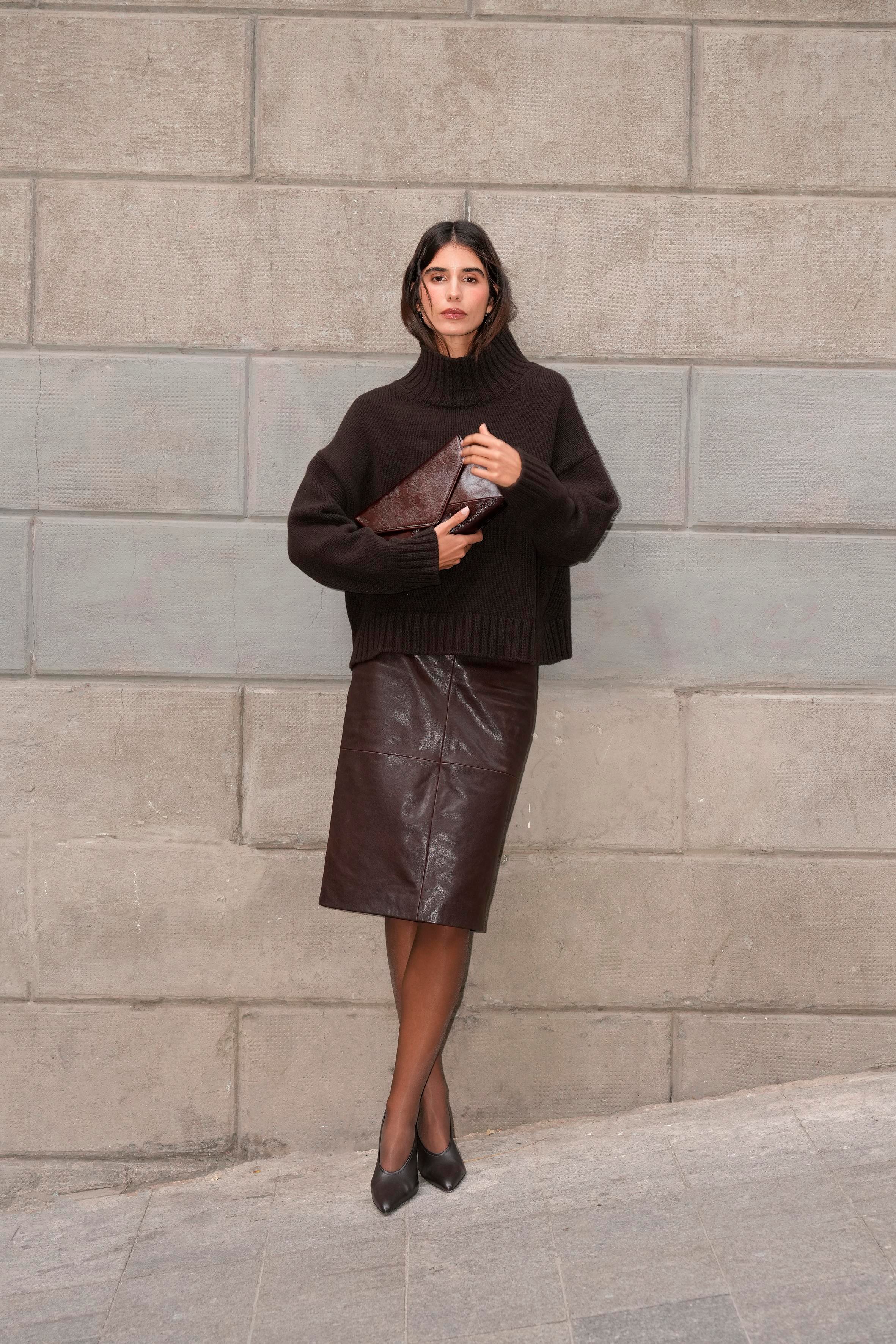 Kahverengi Deri Kalem Etek