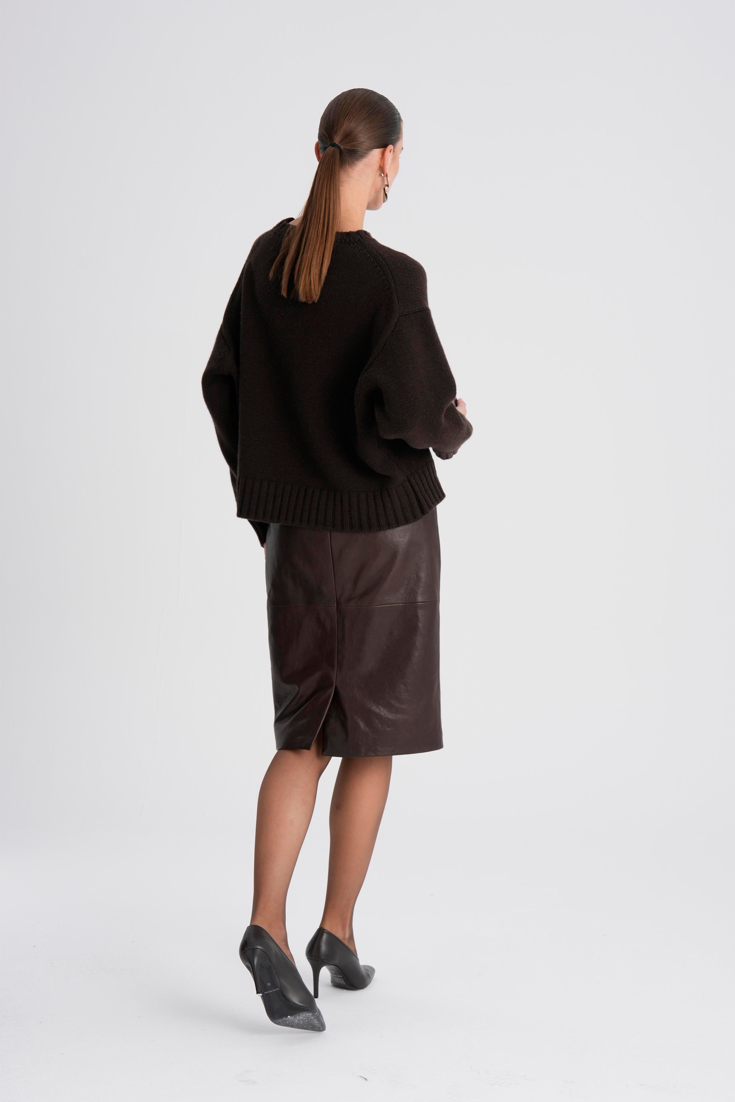 Kahverengi Deri Kalem Etek