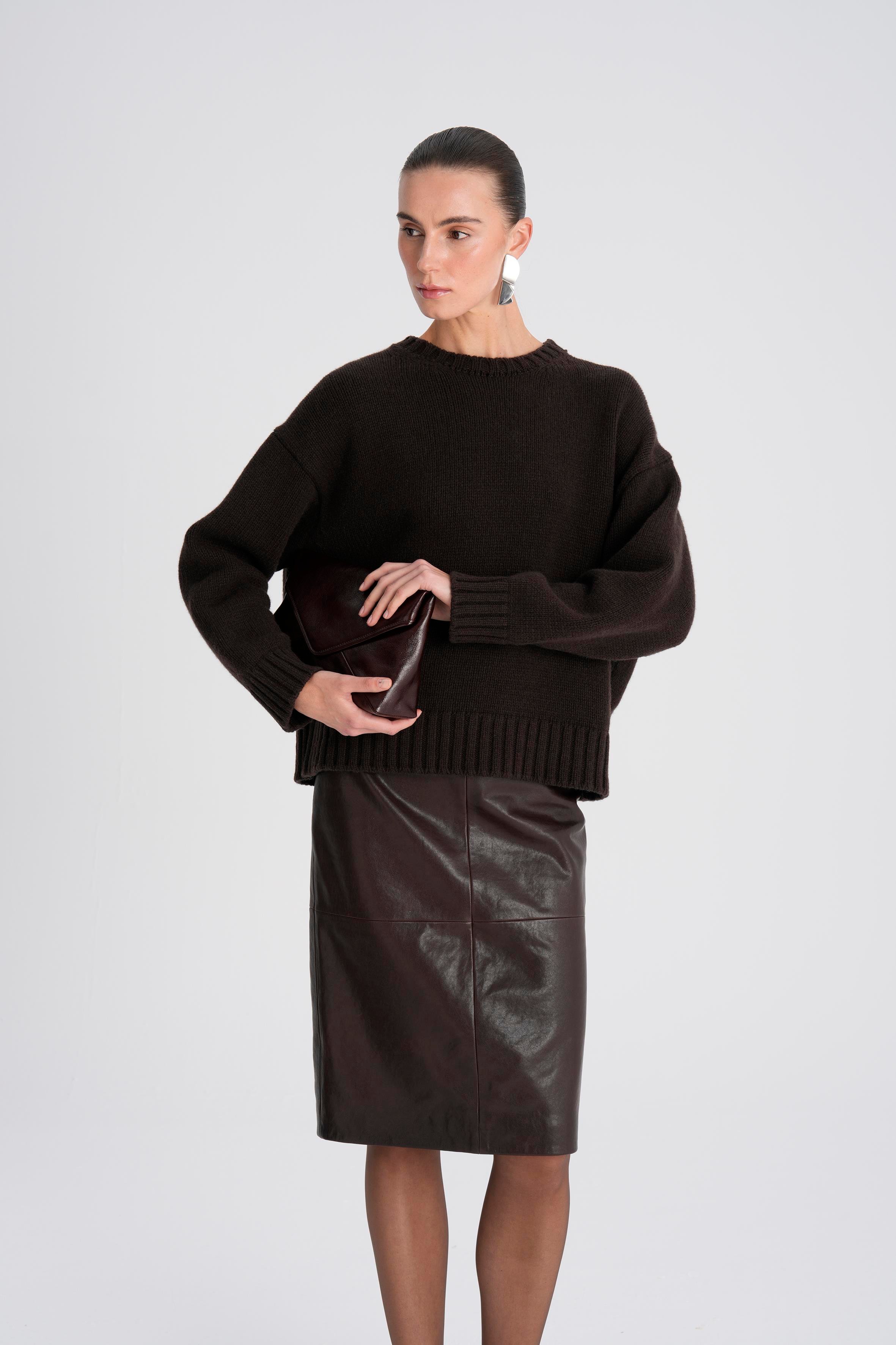 Kahverengi Deri Kalem Etek