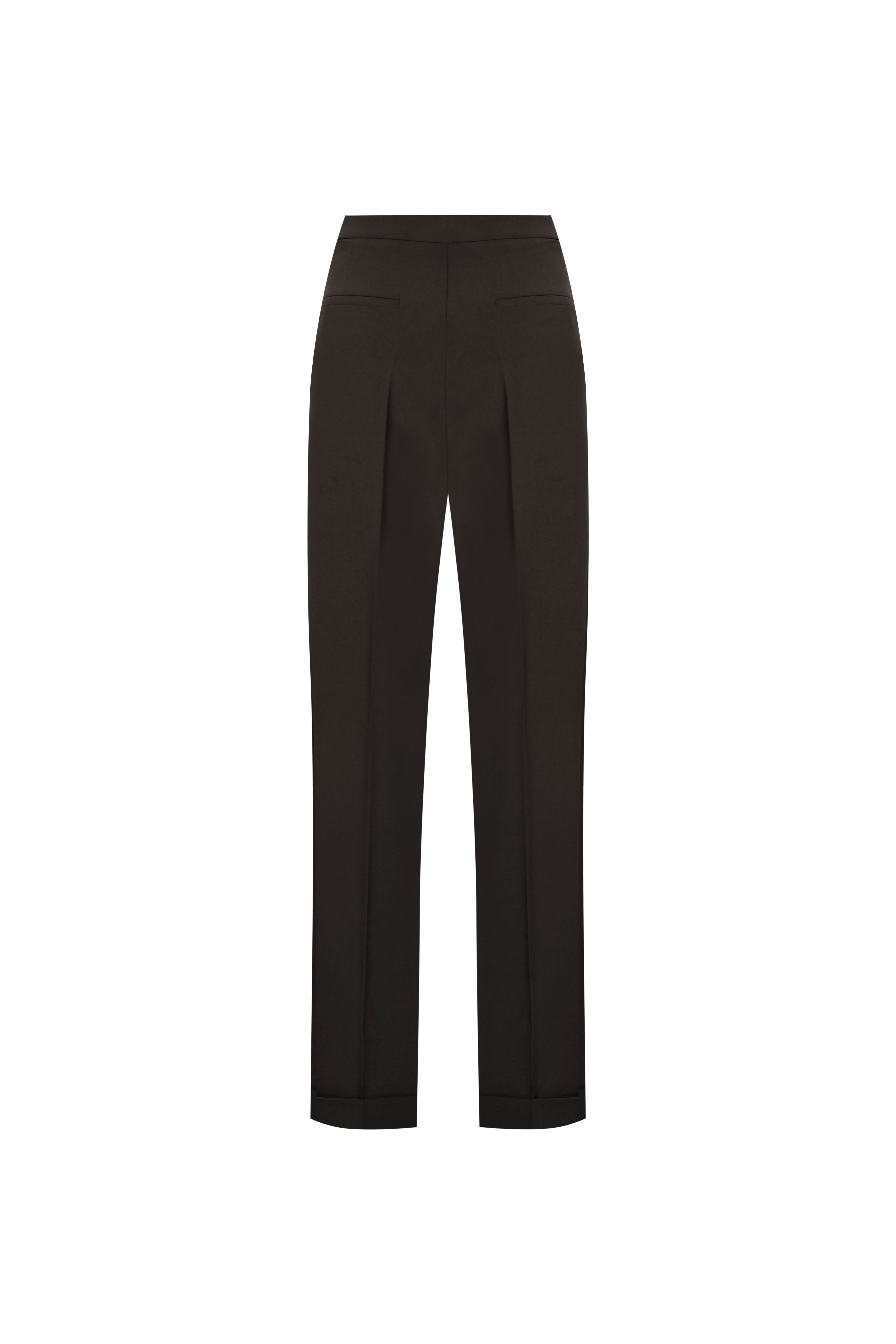 Kahverengi Duble Paça Yünlü Bol Pantolon