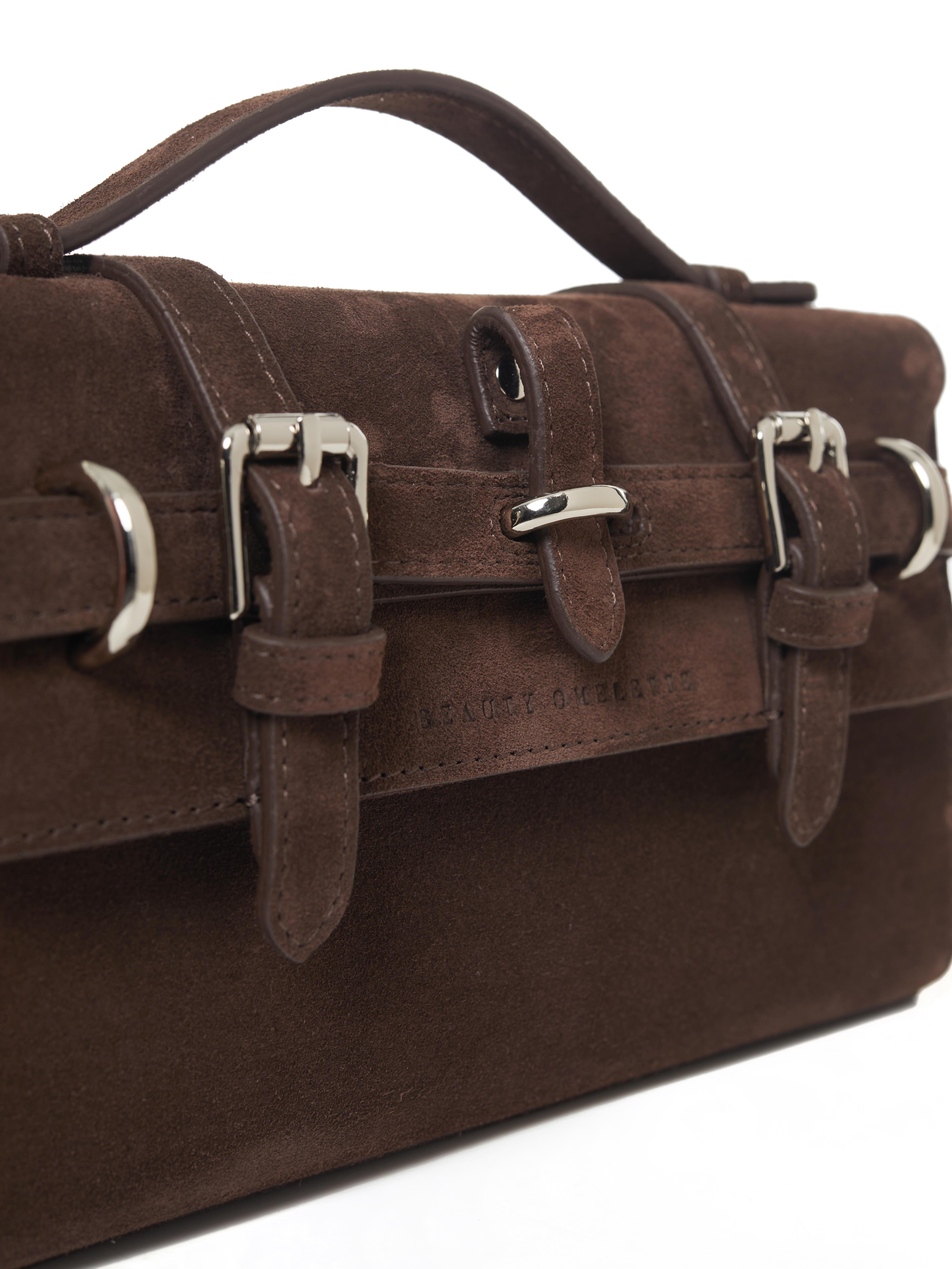 Kahverengi Gabrielle Süet Clutch