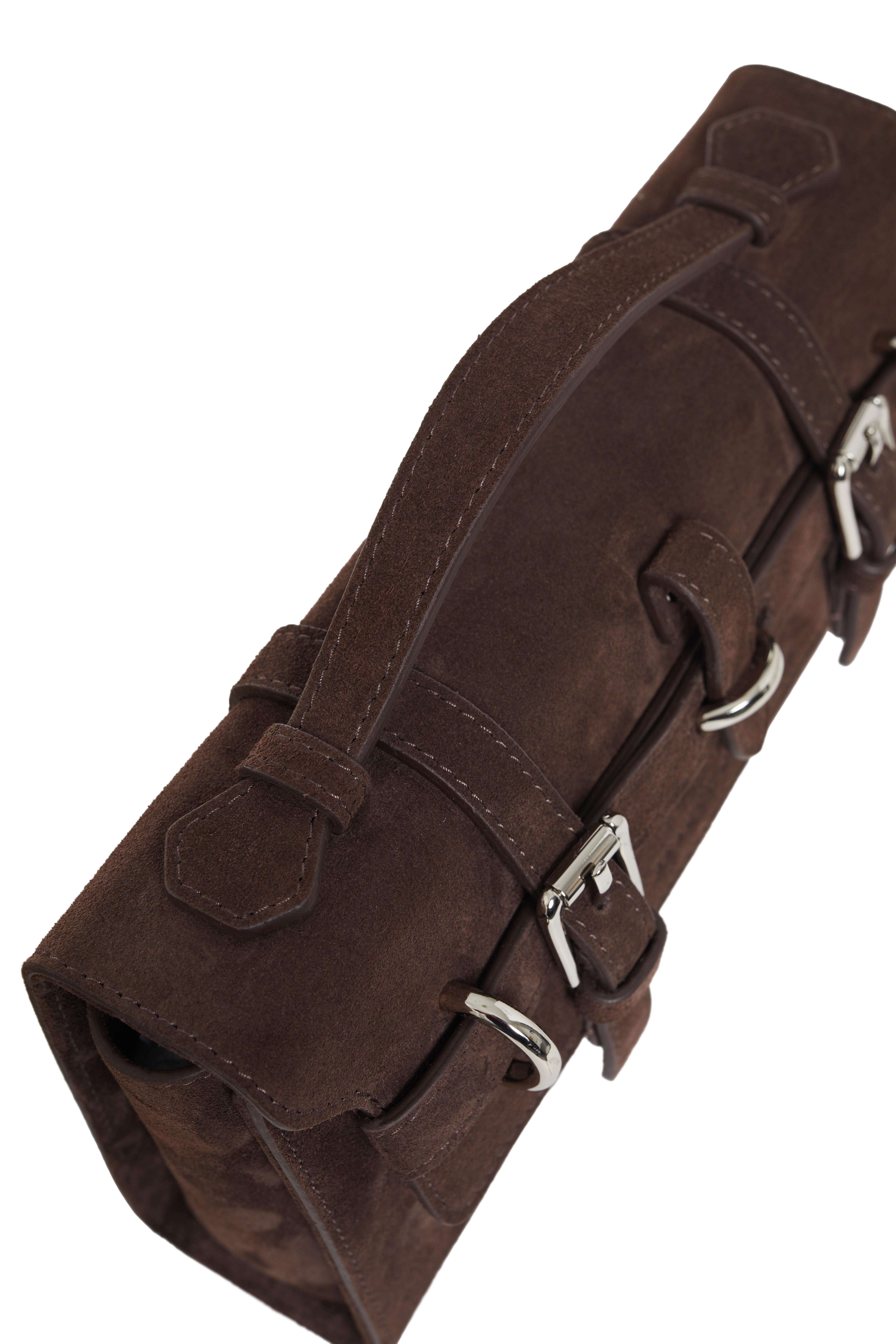 Kahverengi Gabrielle Süet Clutch