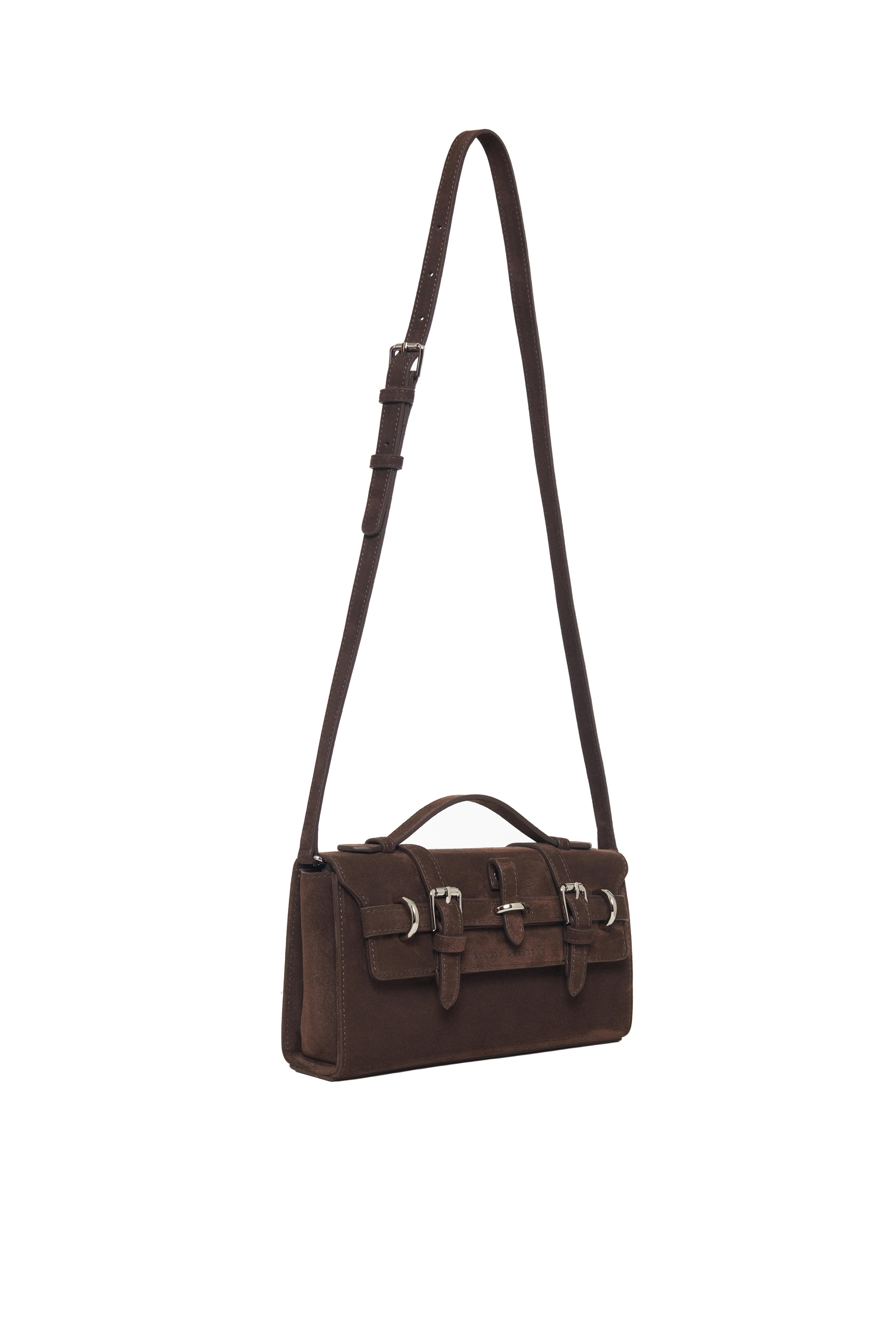 Kahverengi Gabrielle Süet Clutch