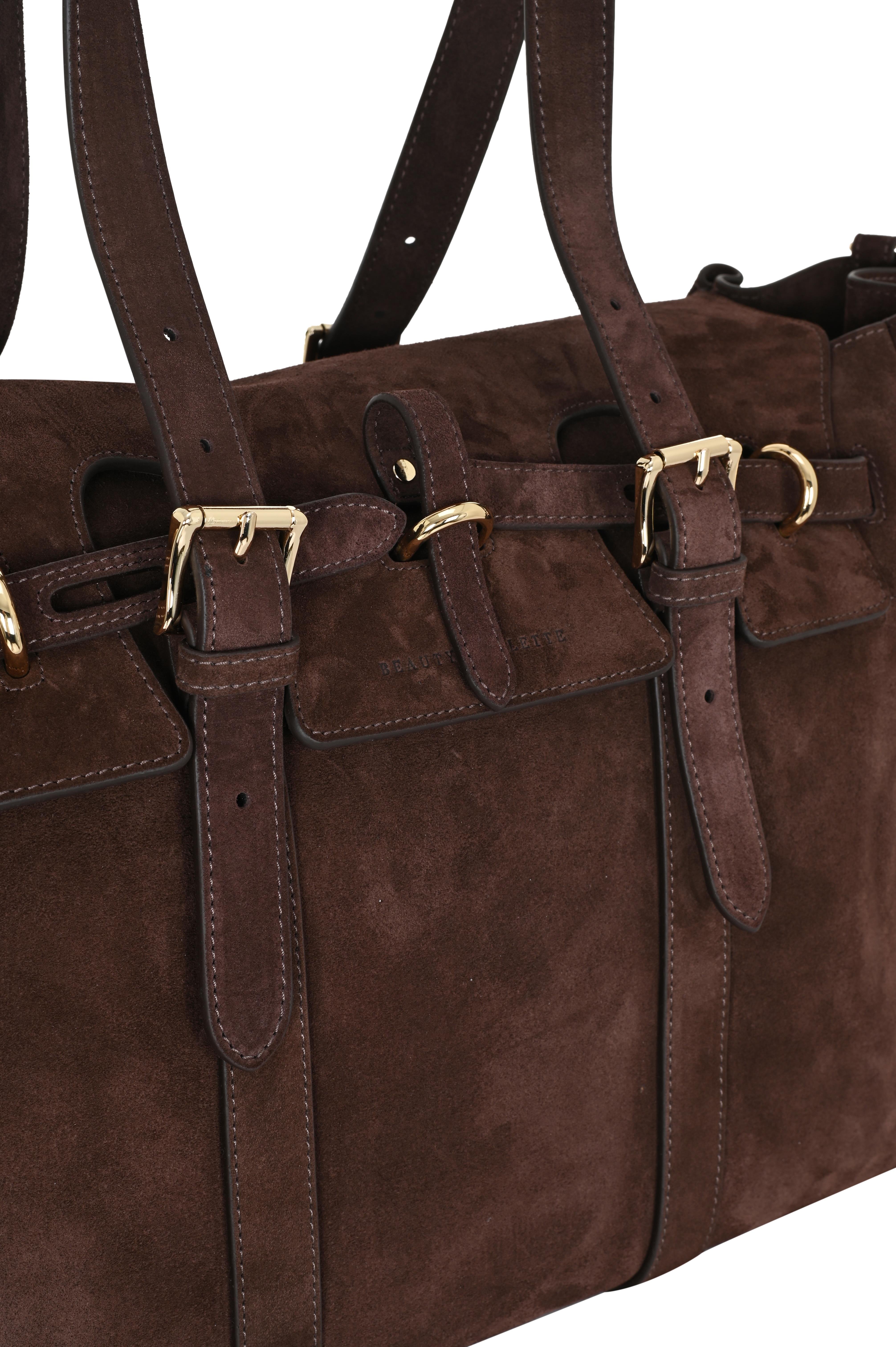 Kahverengi Gabrielle Süet Day Bag Gold