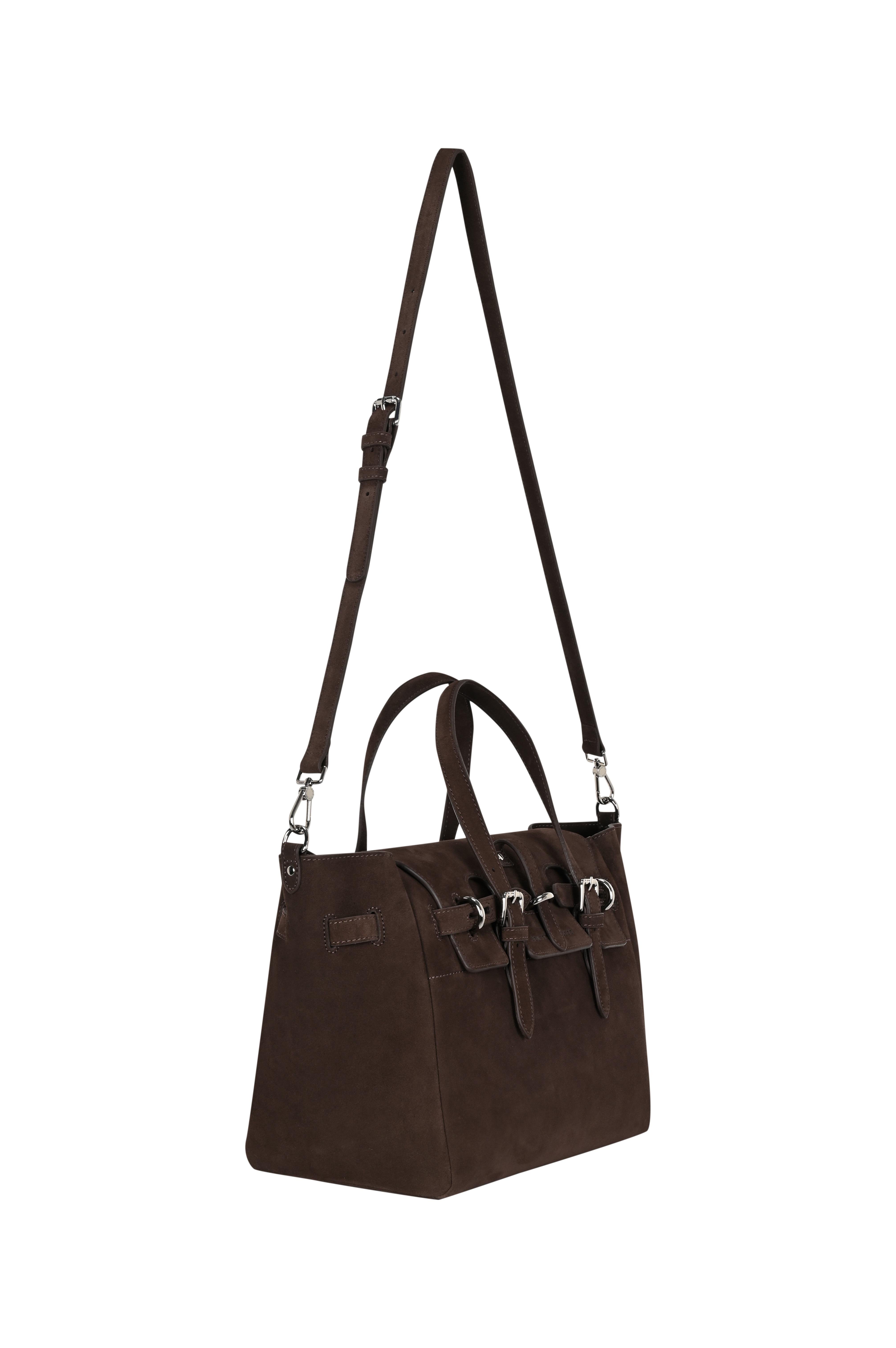 Kahverengi Gabrielle Süet Day Bag Silver