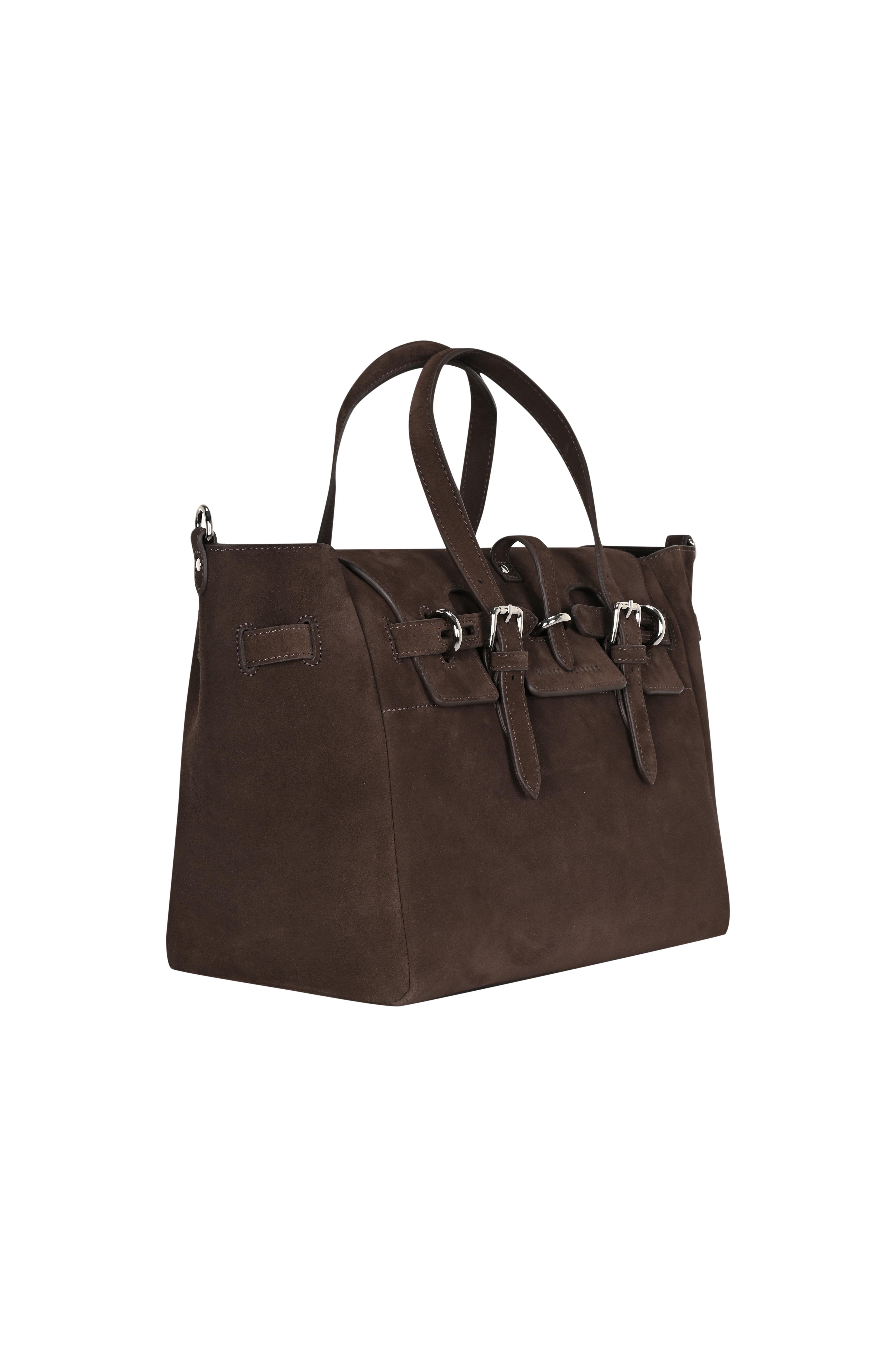 Kahverengi Gabrielle Süet Day Bag Silver
