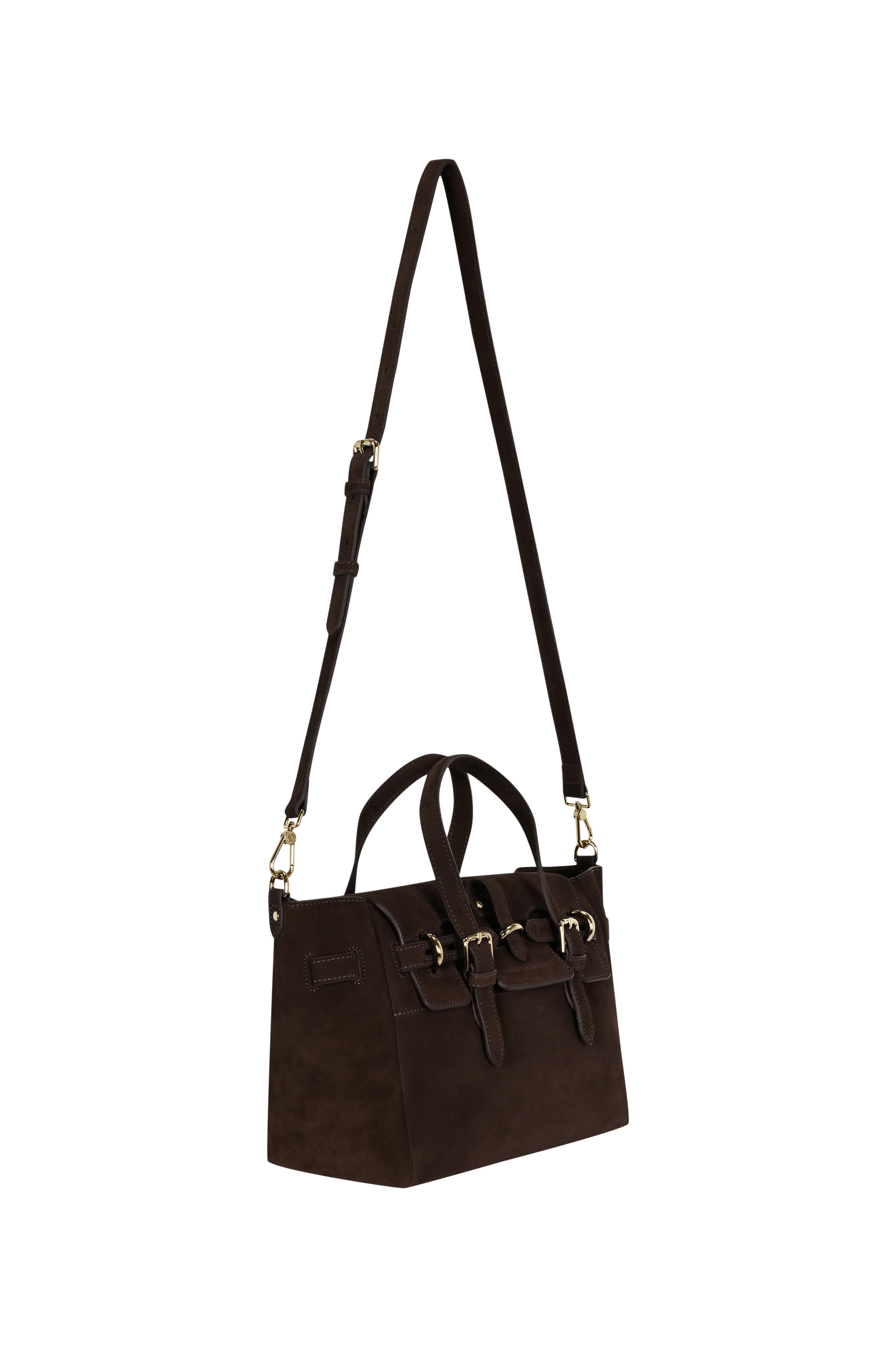 Kahverengi Gabrielle Süet Medium Bag Gold