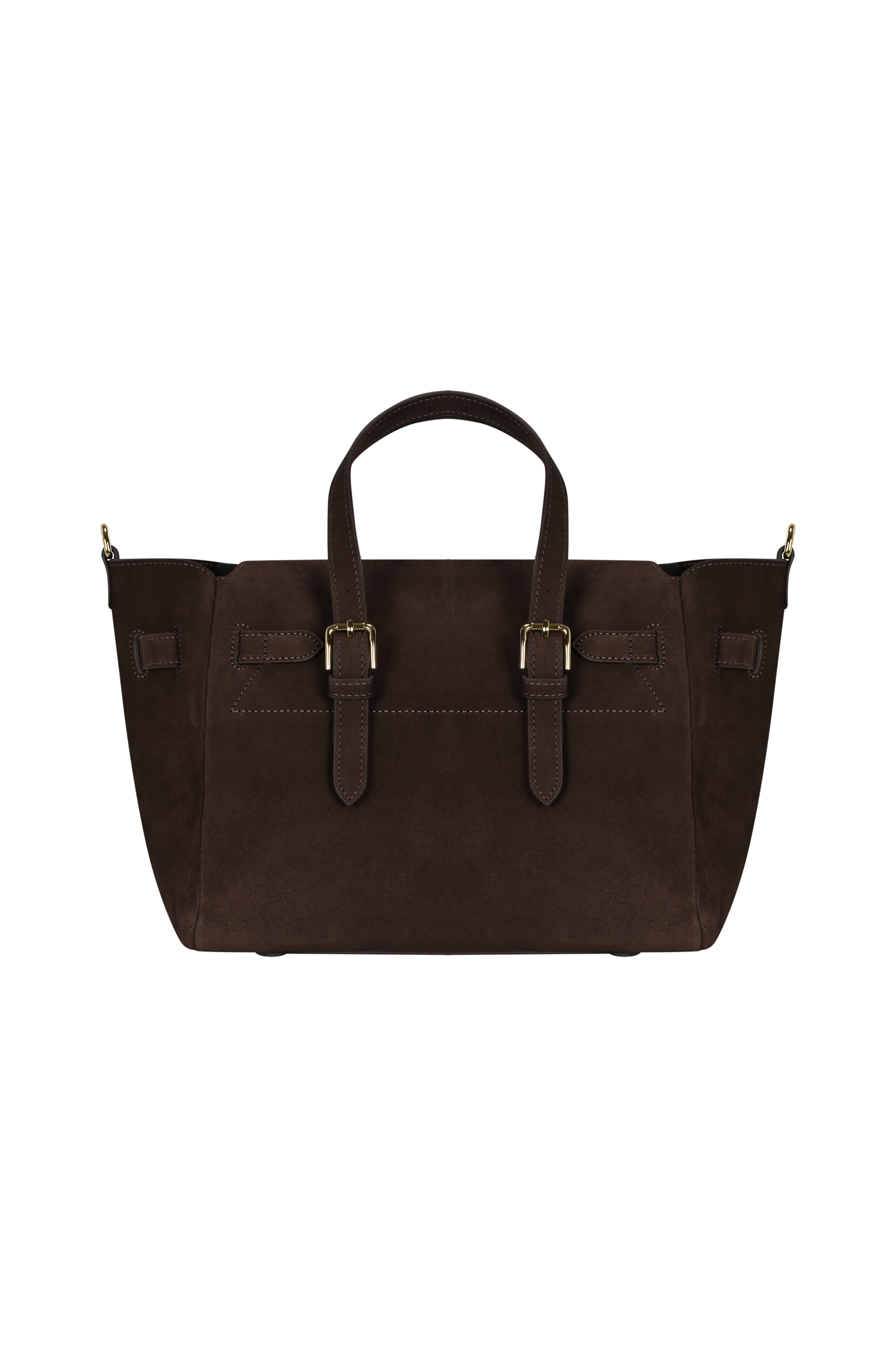 Kahverengi Gabrielle Süet Medium Bag Gold