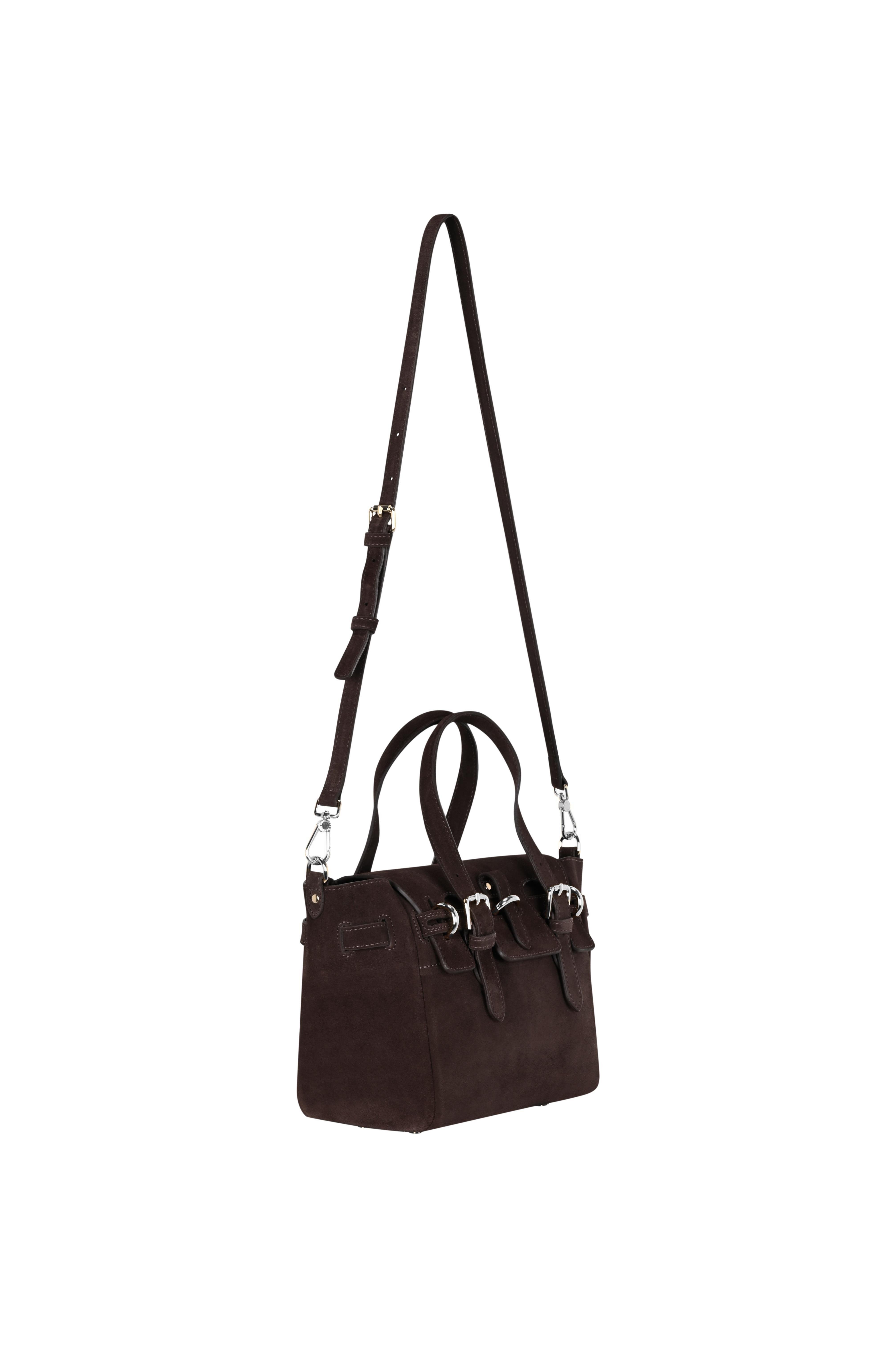 Kahverengi Gabrielle Süet Mini Bag Silver