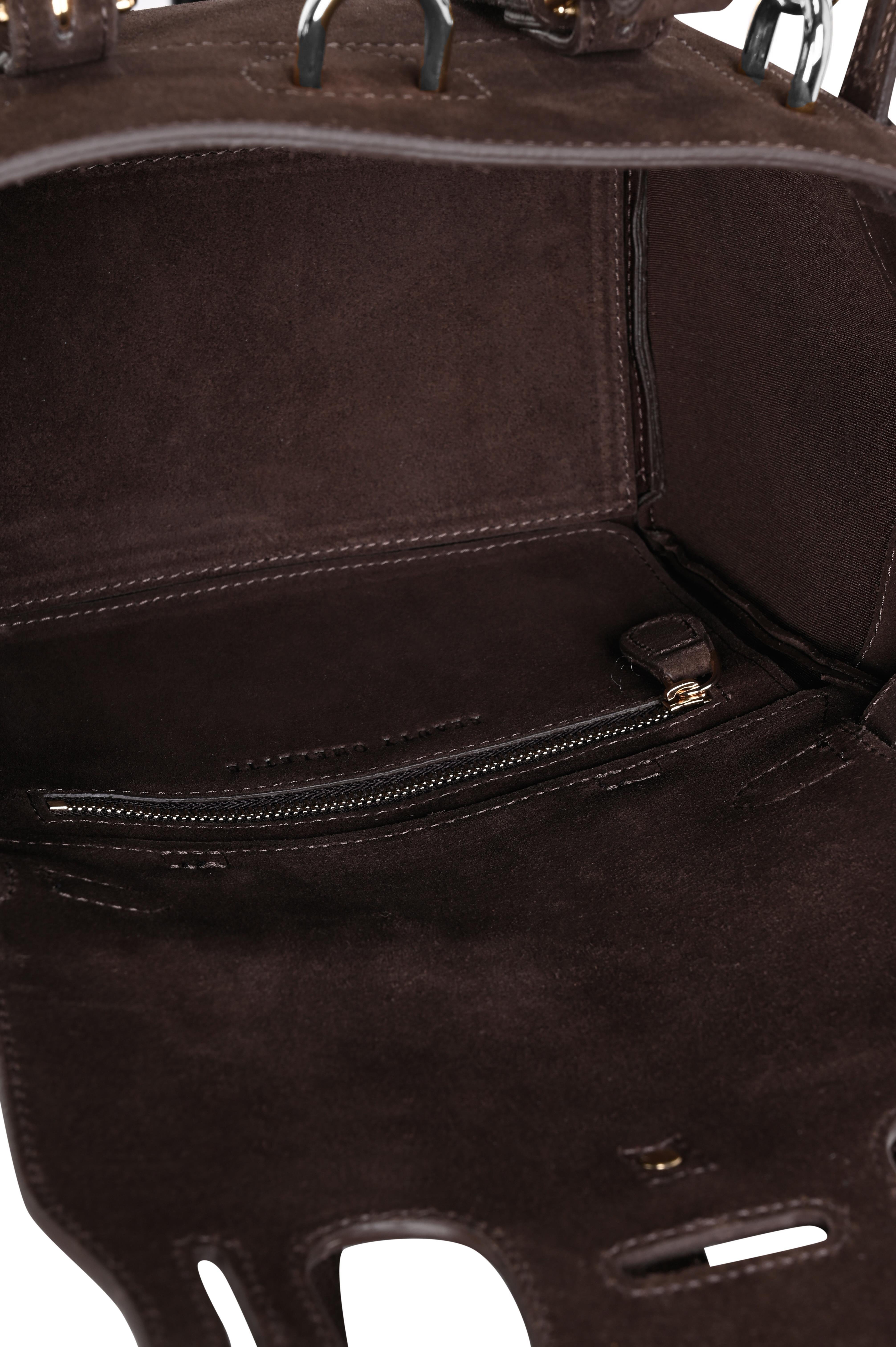 Kahverengi Gabrielle Süet Mini Bag Silver