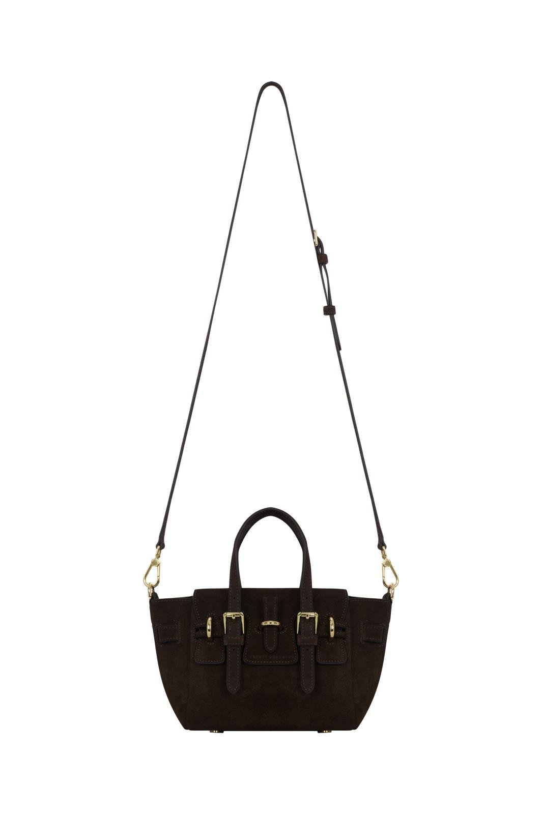 Kahverengi Gabrielle Süet Petite Bag Gold
