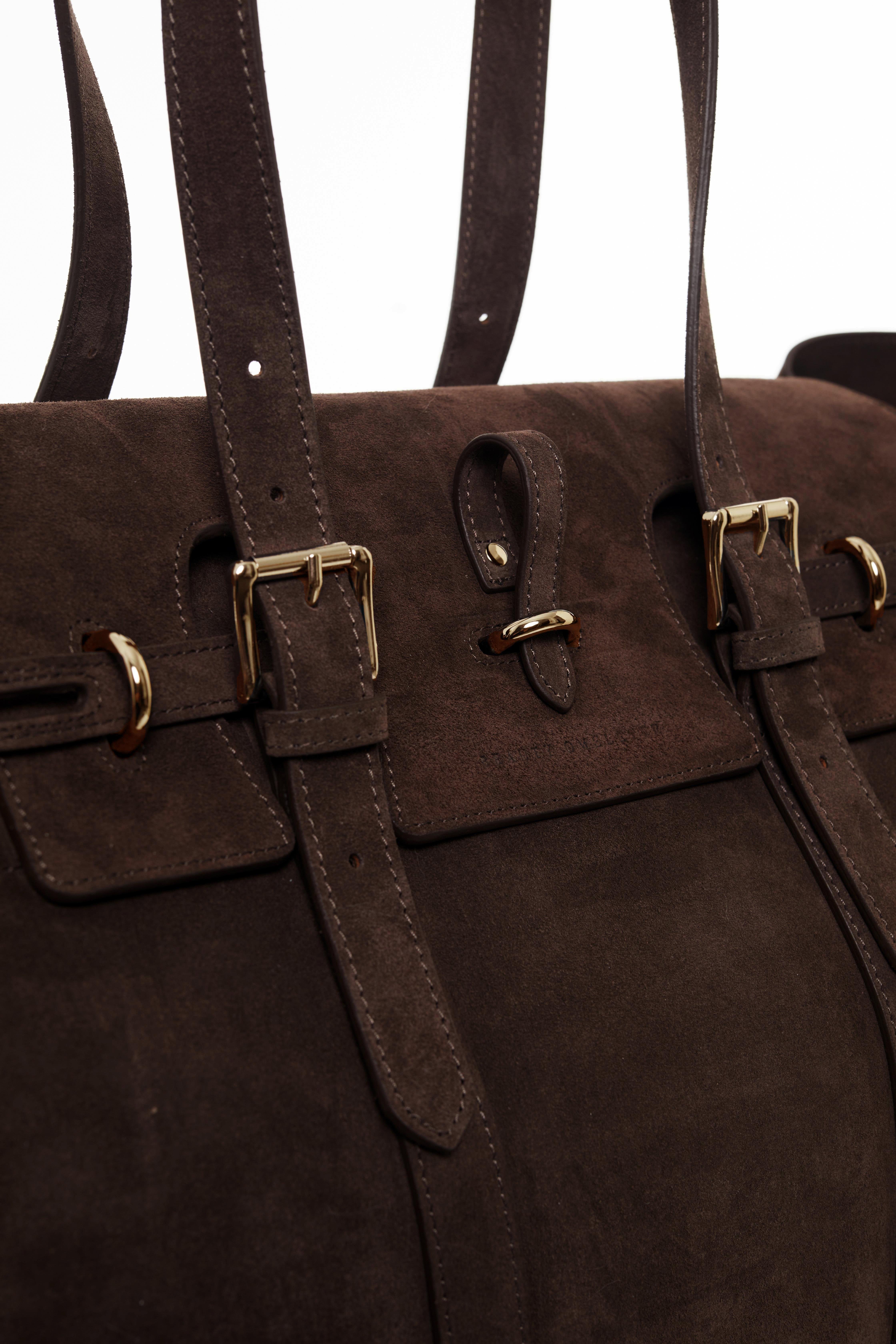 Kahverengi Gabrielle Süet Travel Bag Gold