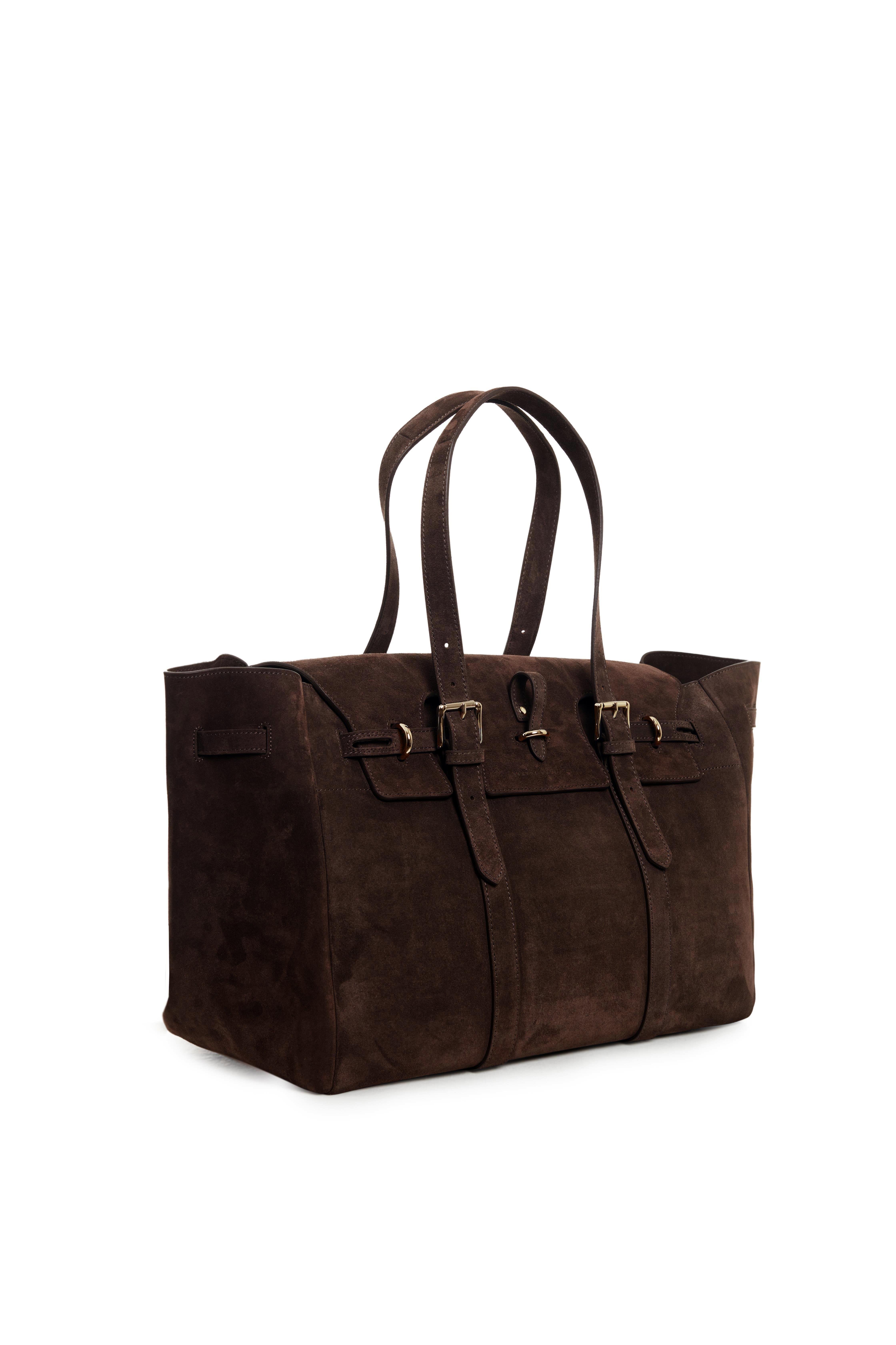 Kahverengi Gabrielle Süet Travel Bag Gold