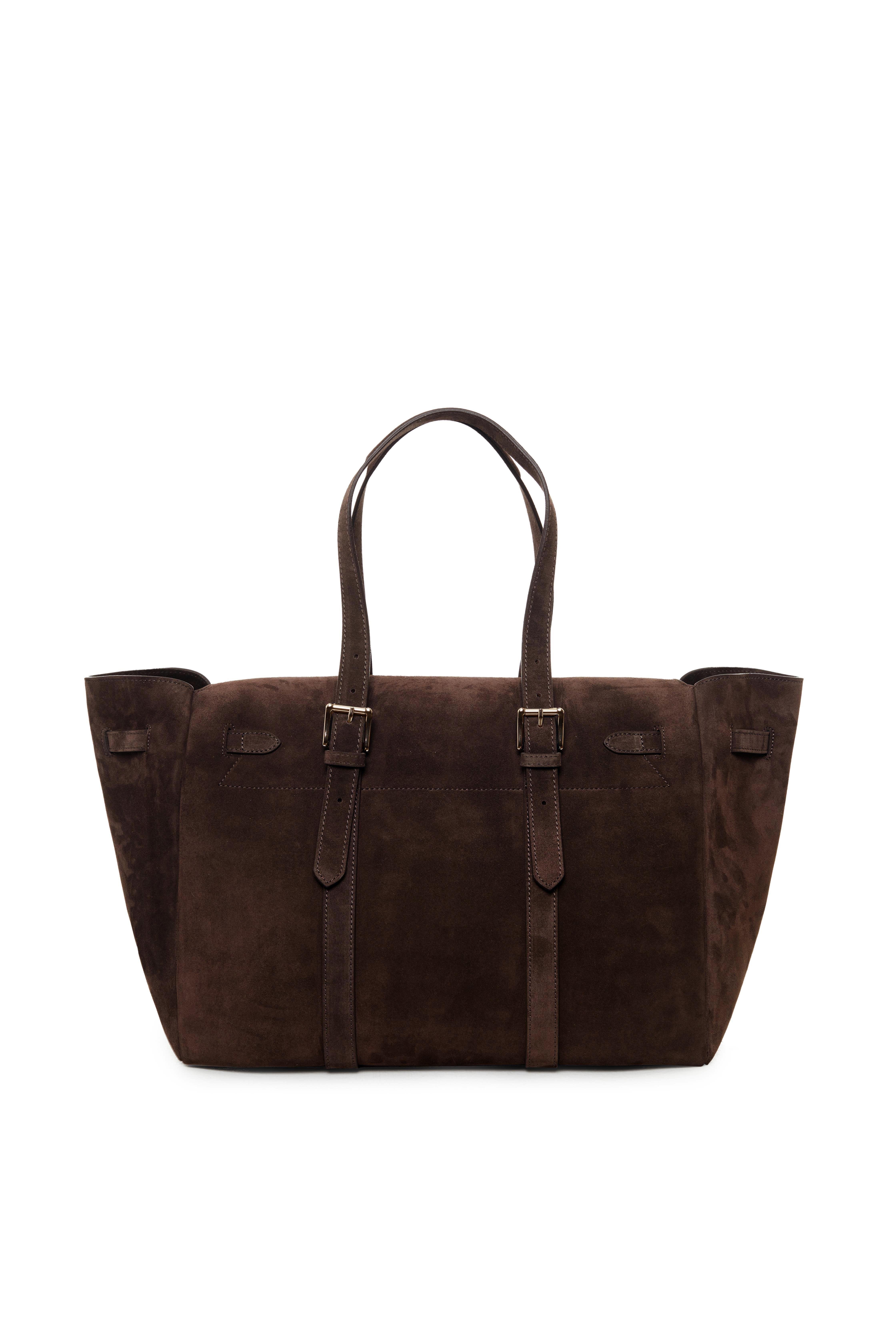 Kahverengi Gabrielle Süet Travel Bag Gold