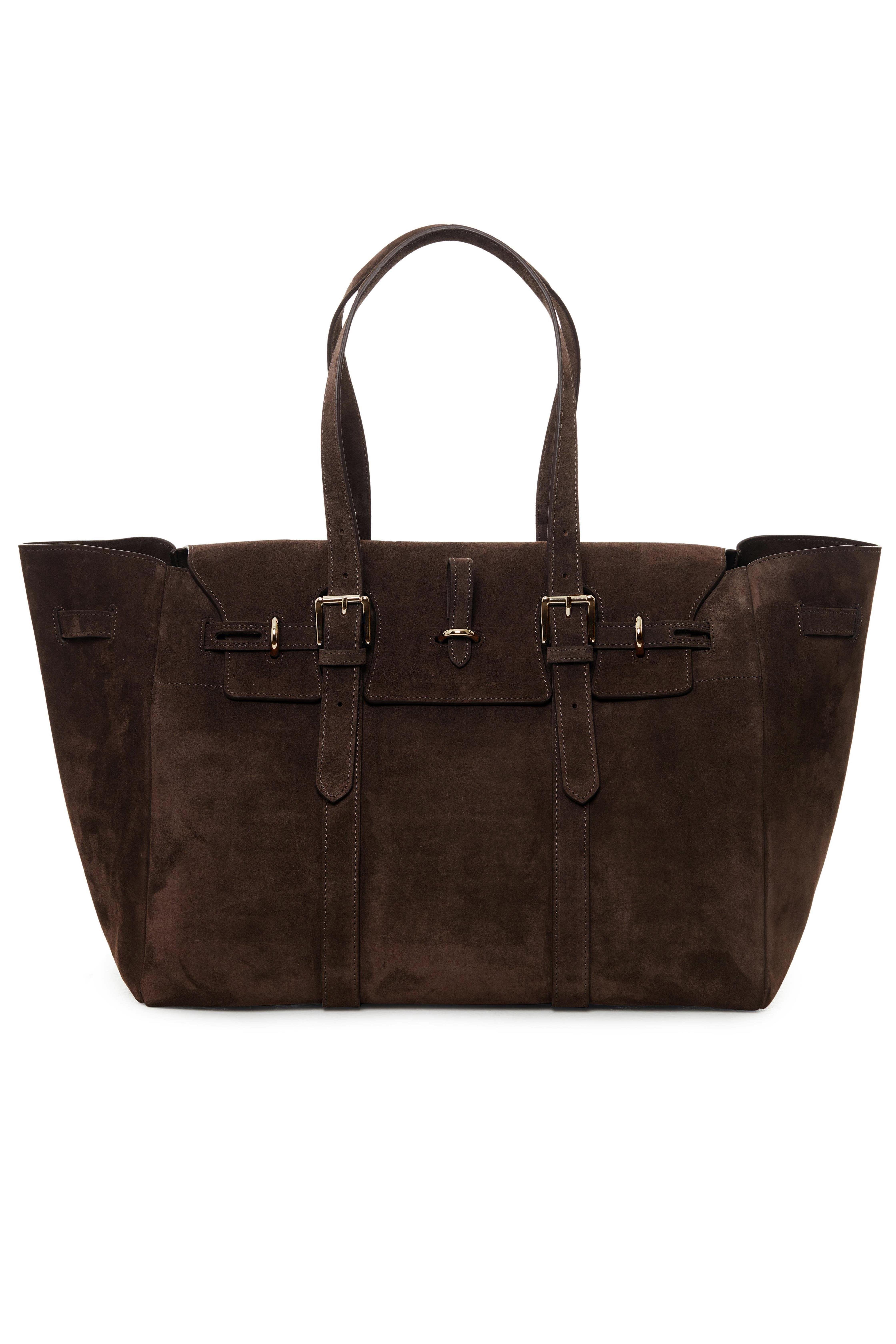 Kahverengi Gabrielle Süet Travel Bag Gold