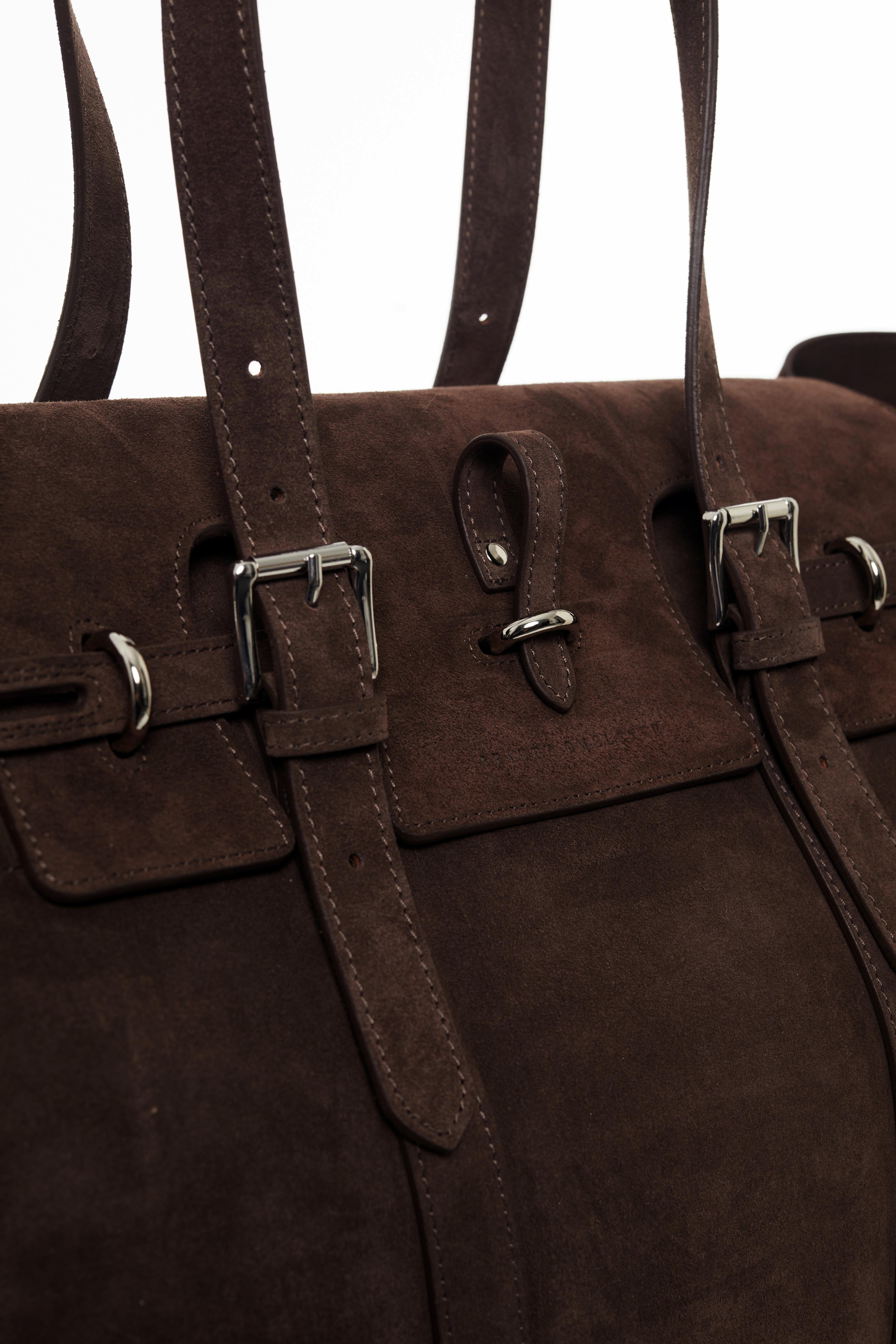 Kahverengi Gabrielle Süet Travel Bag Silver