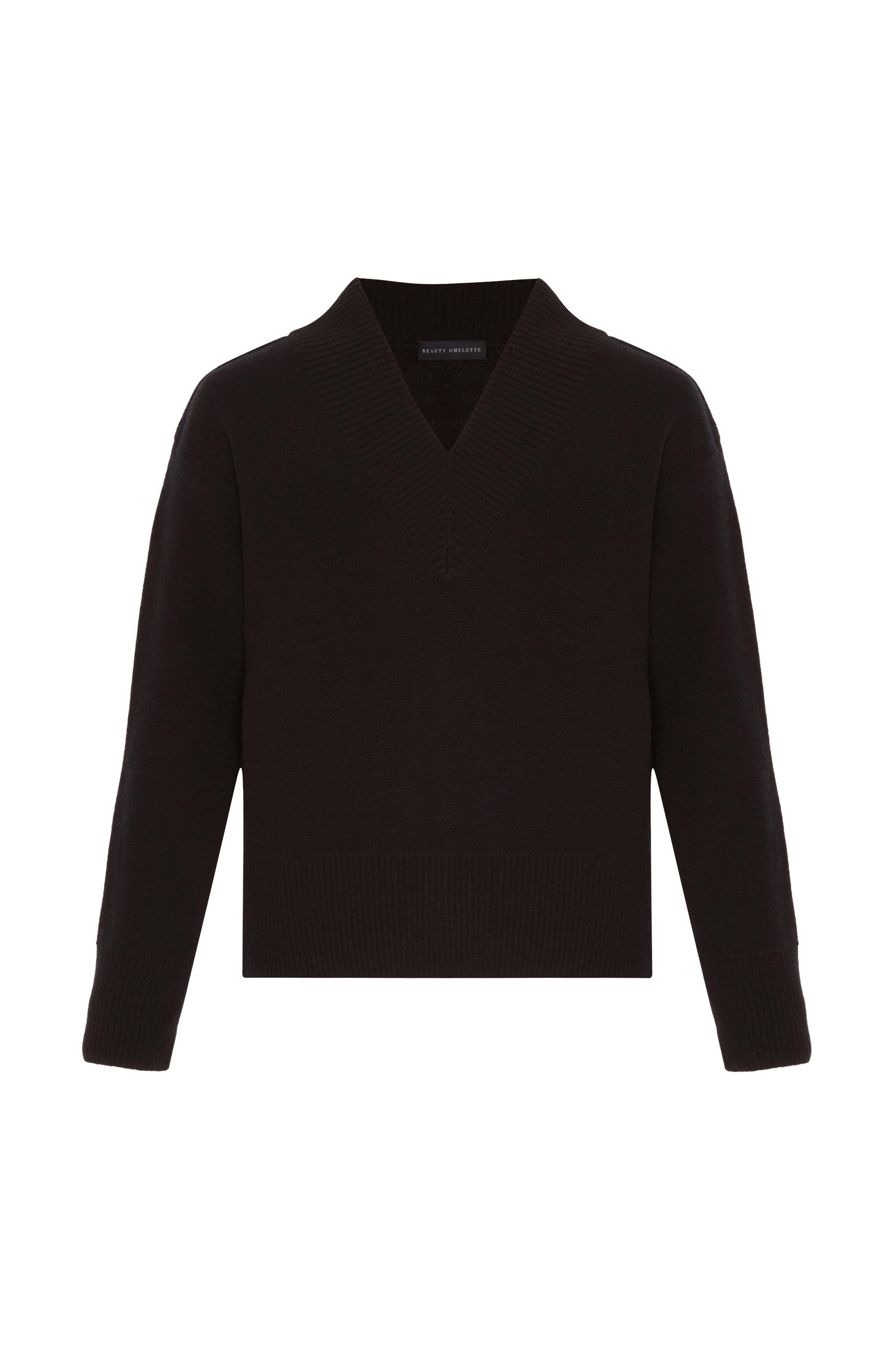 Kahverengi Kalın V Yaka Kazak