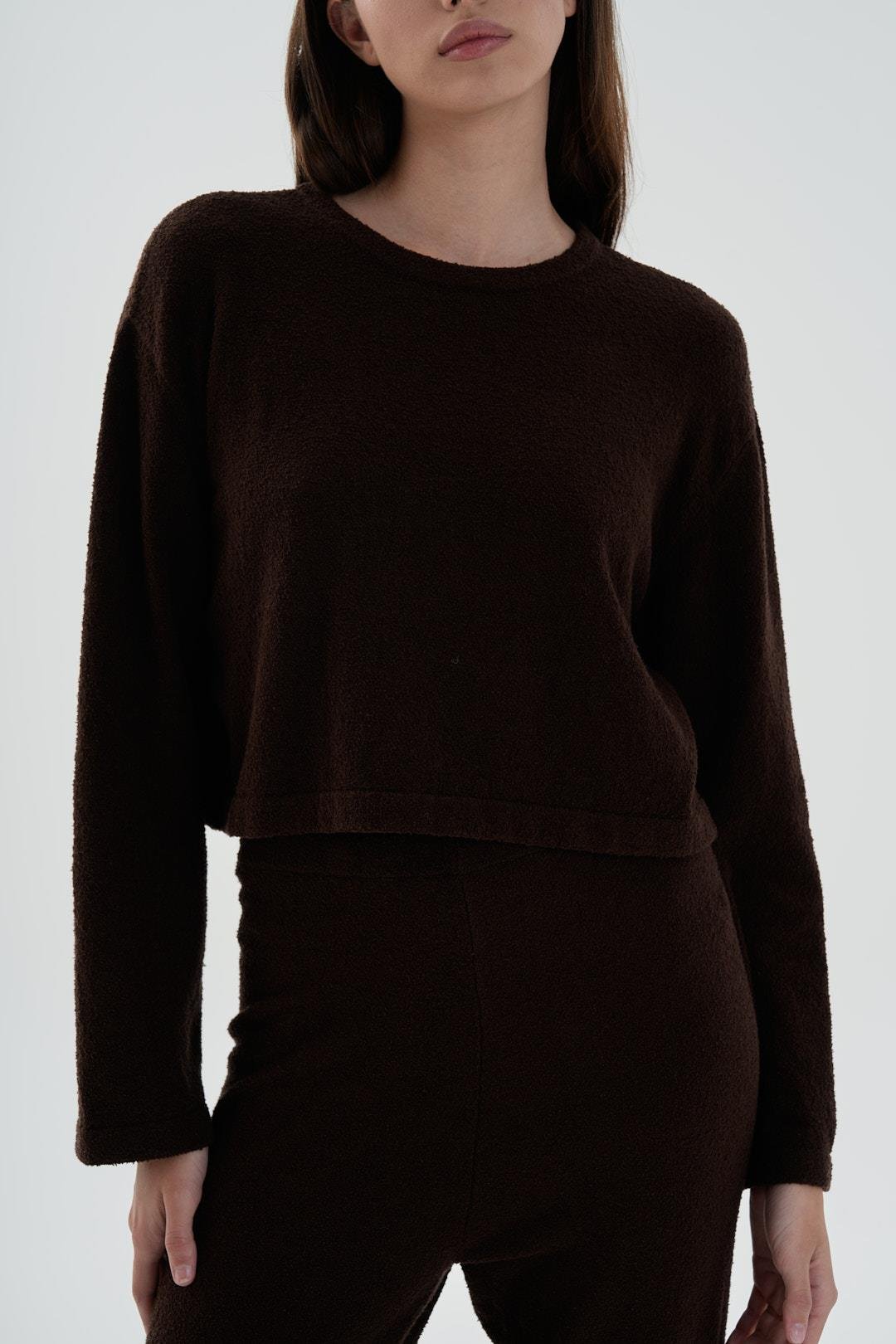 Kahverengi Kısa Havlu Sweatshirt