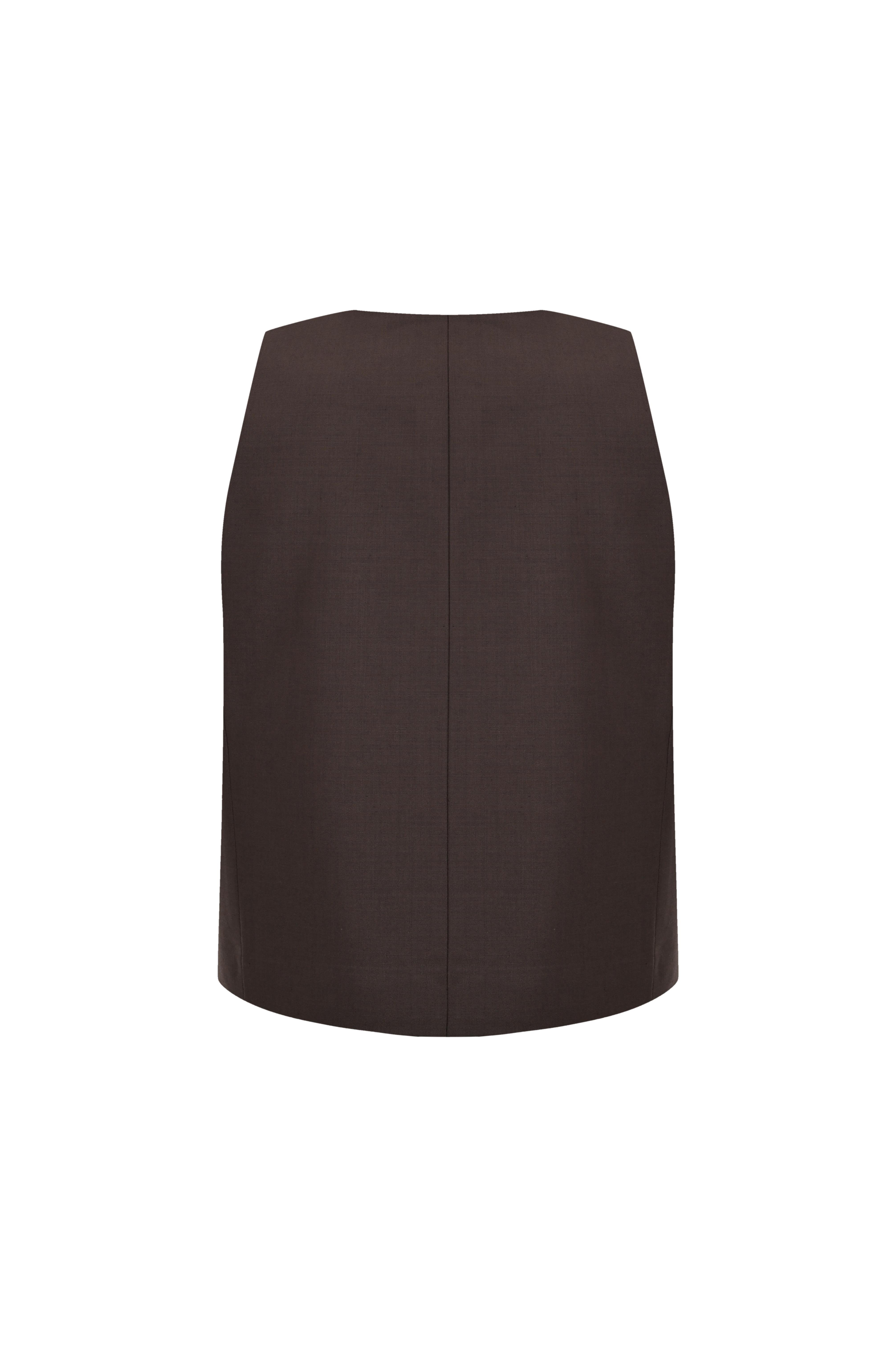 Kahverengi Klapasız Yünlü Yelek