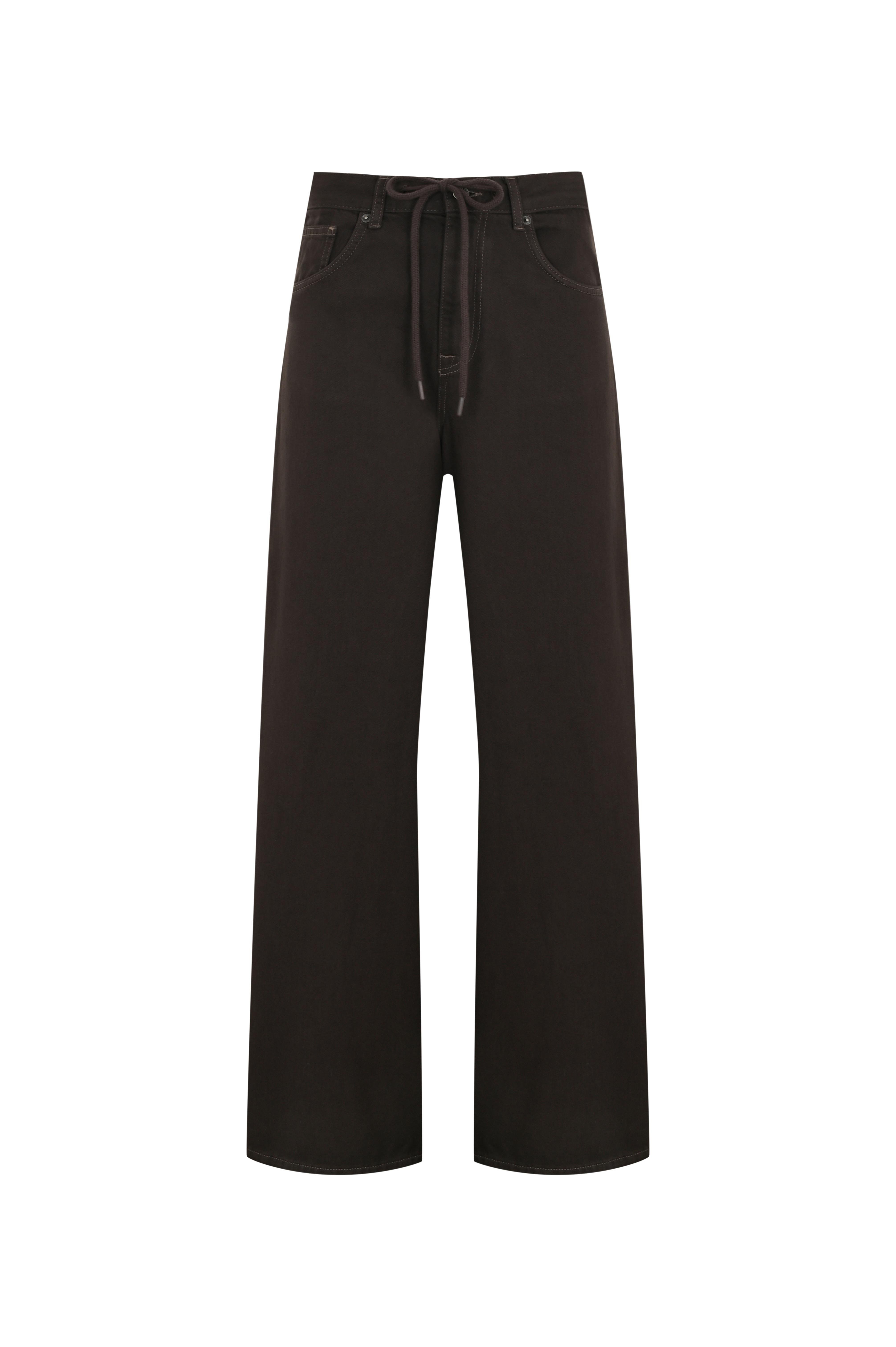Kahverengi Kordonlu Wide Leg Jean