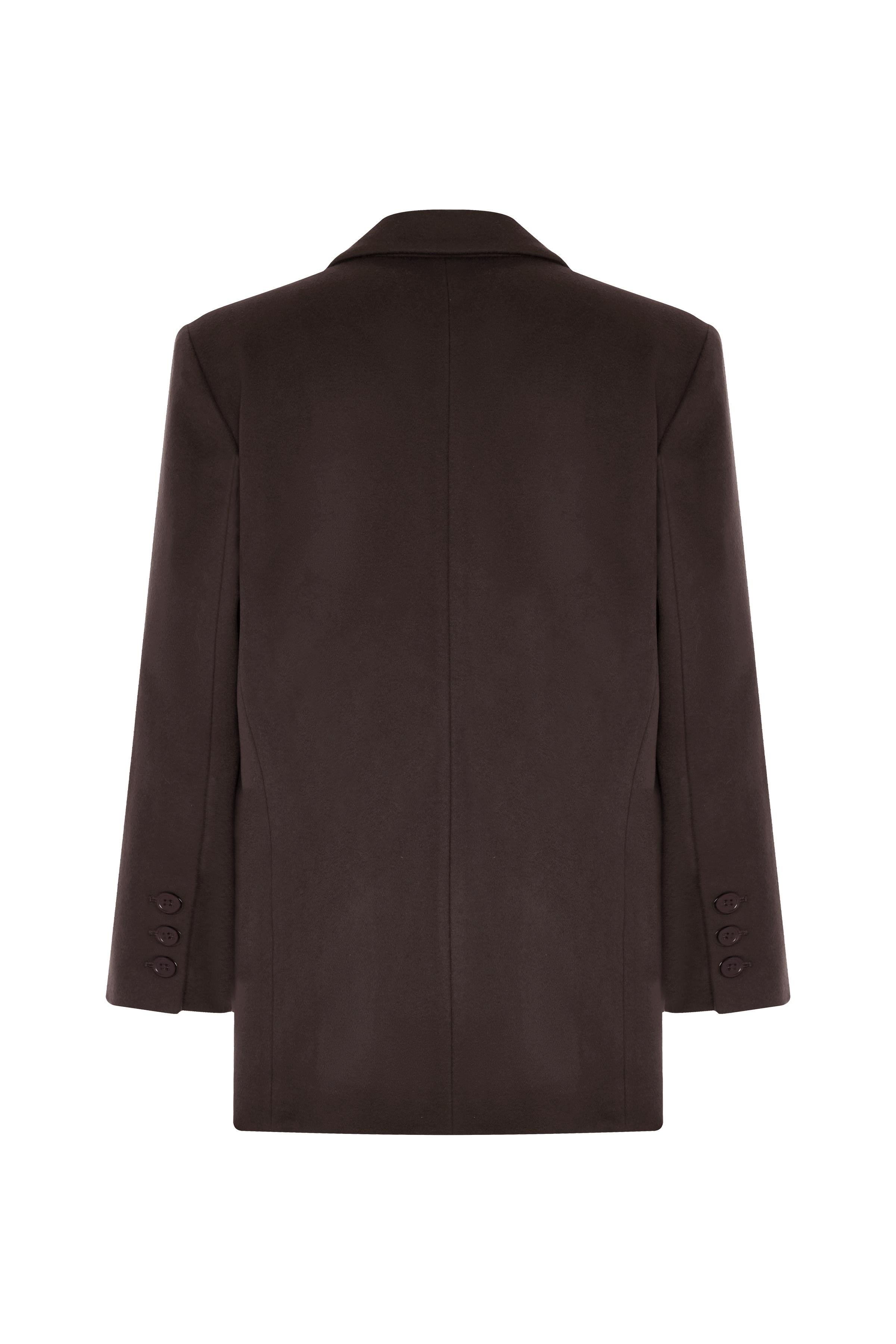 Kahverengi Nakışlı Daddy Yün Ceket Kaban