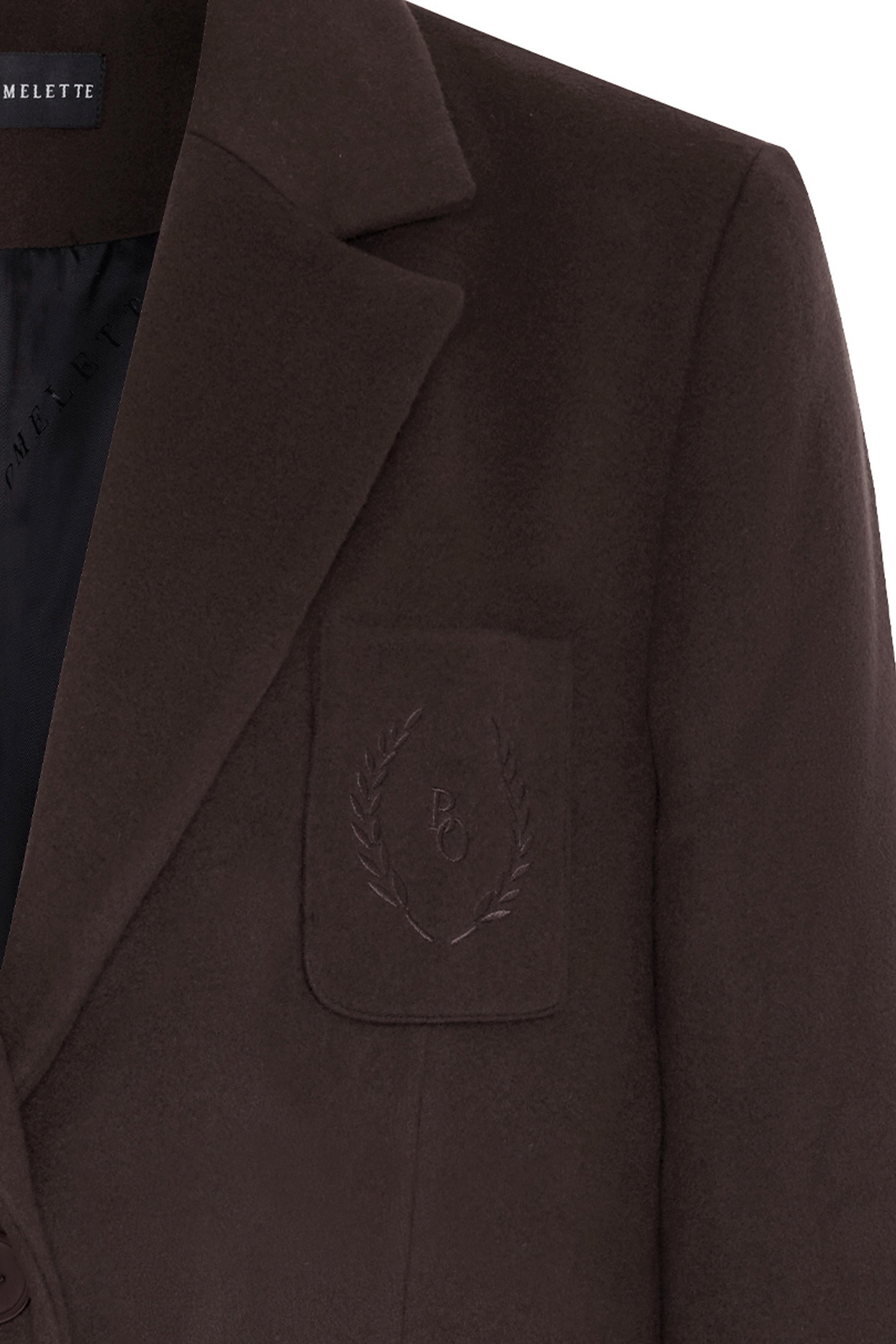 Kahverengi Nakışlı Daddy Yün Ceket Kaban