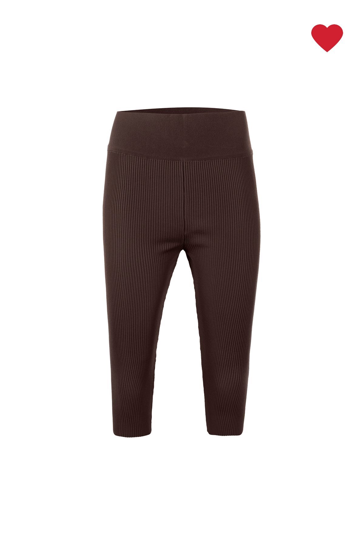 Kahverengi Ribli Triko Diz Altı Tayt