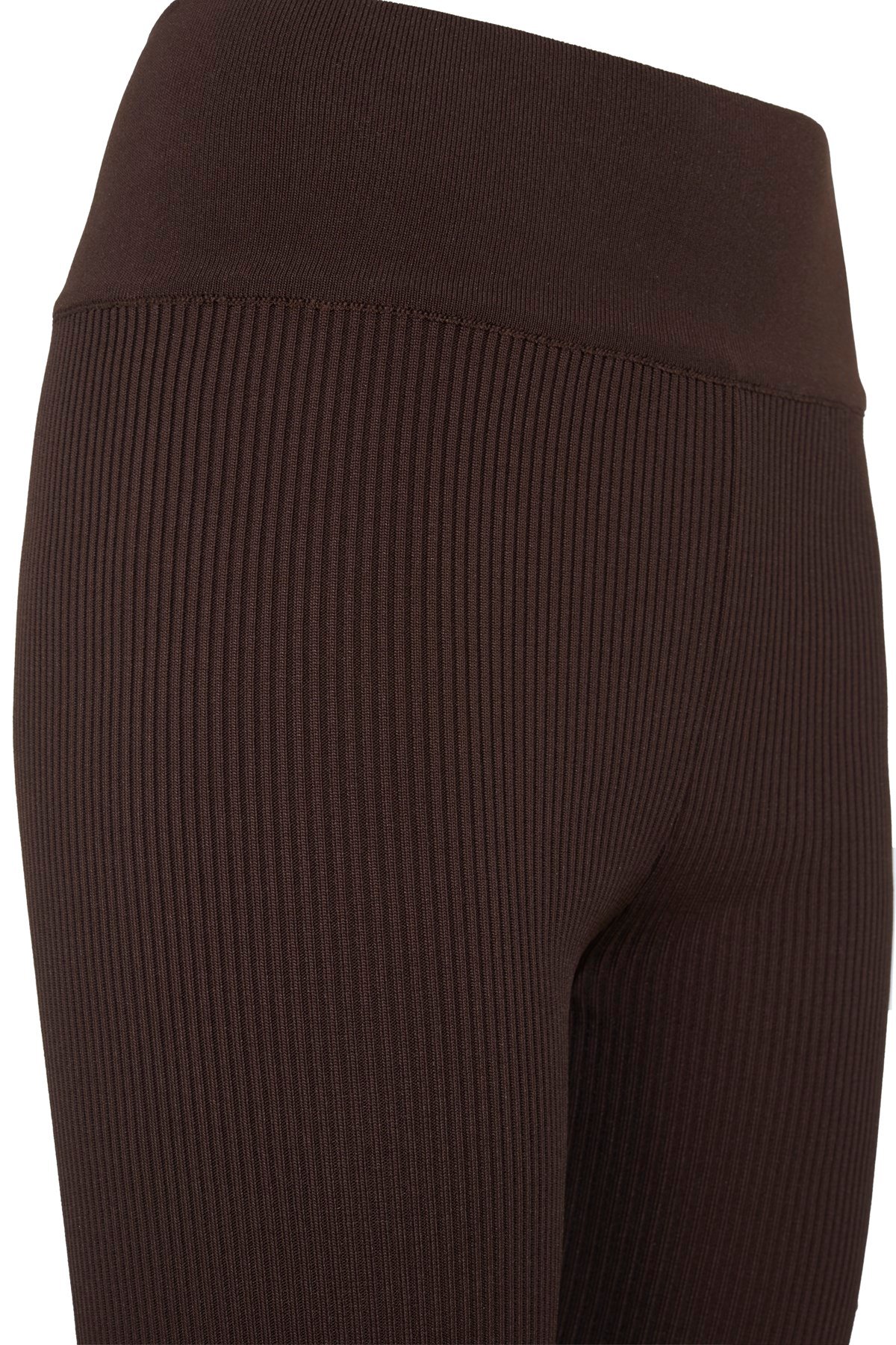 Kahverengi Ribli Triko Diz Altı Tayt