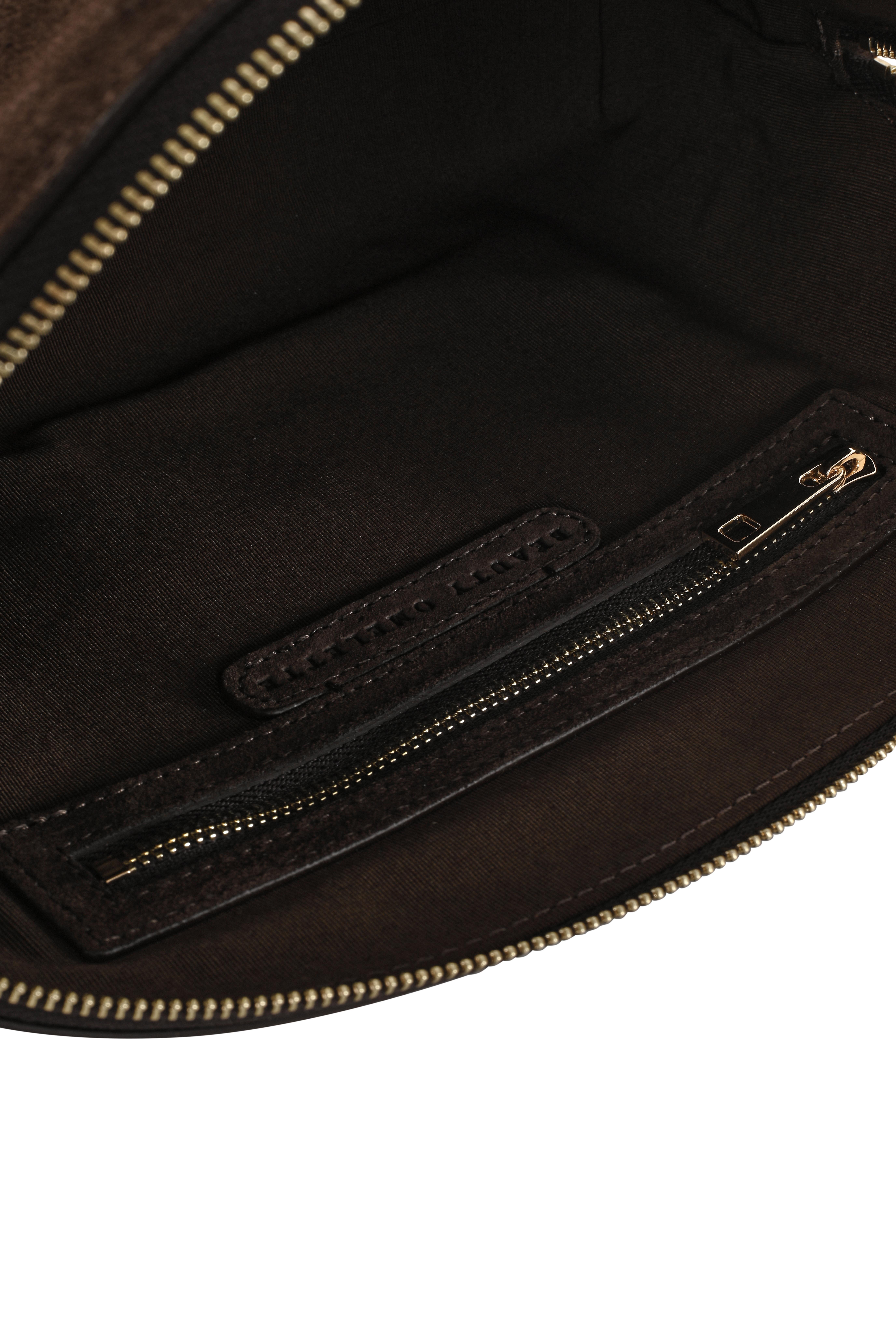 Kahverengi Süet Büyük Makyaj Çantası