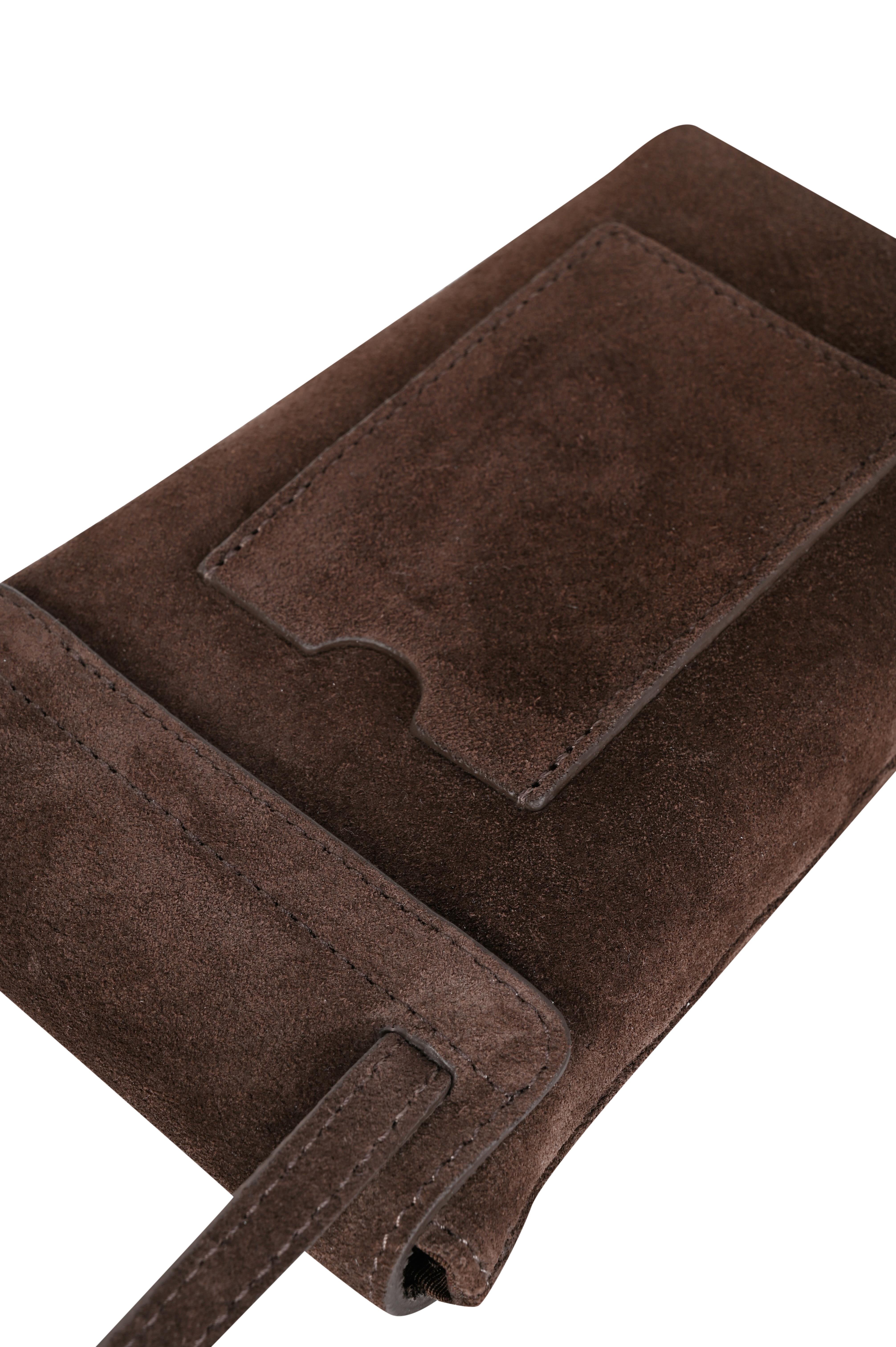 Kahverengi Süet Mini Çapraz Askılı Çanta