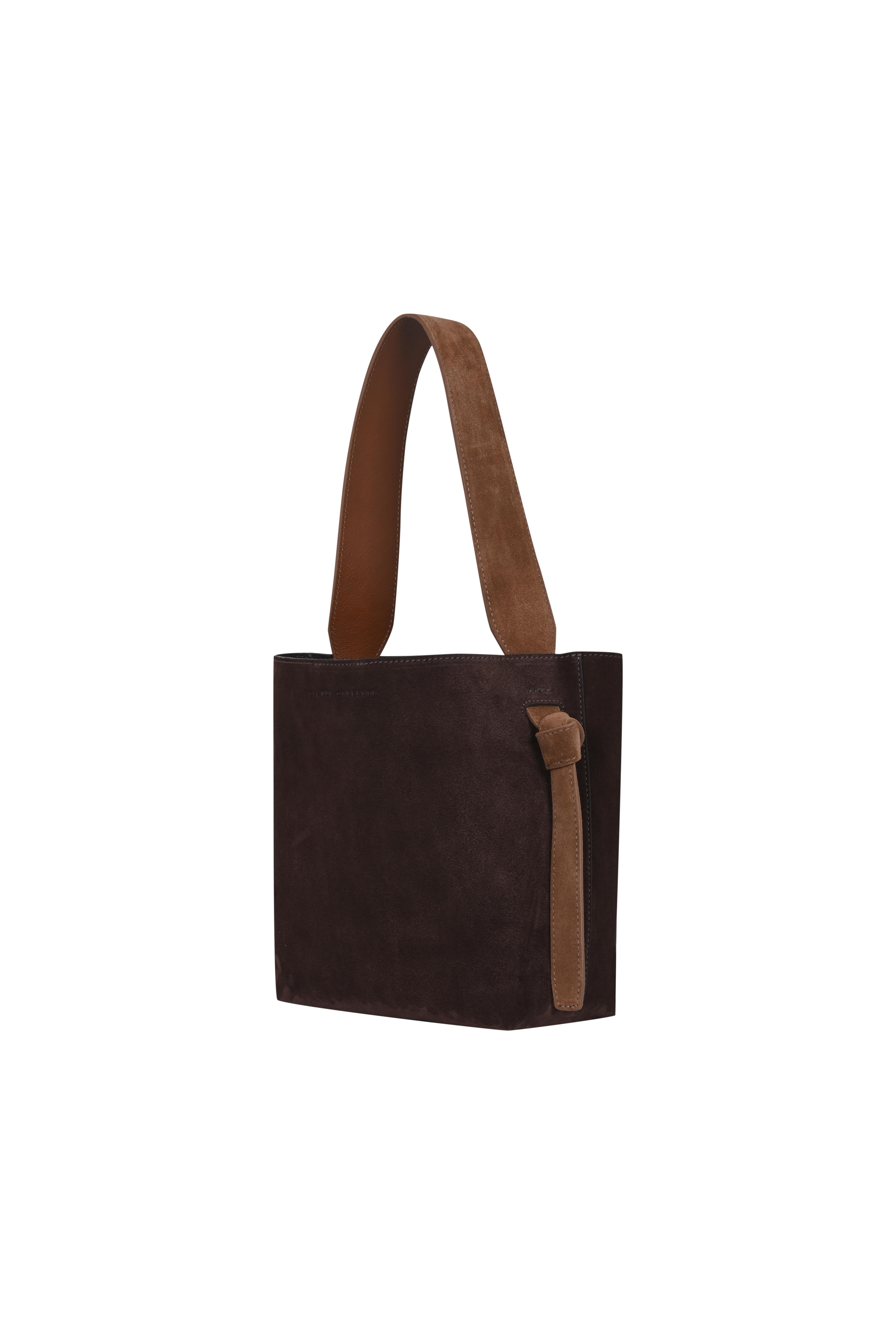 Kahverengi Süet Mini Kova Çanta